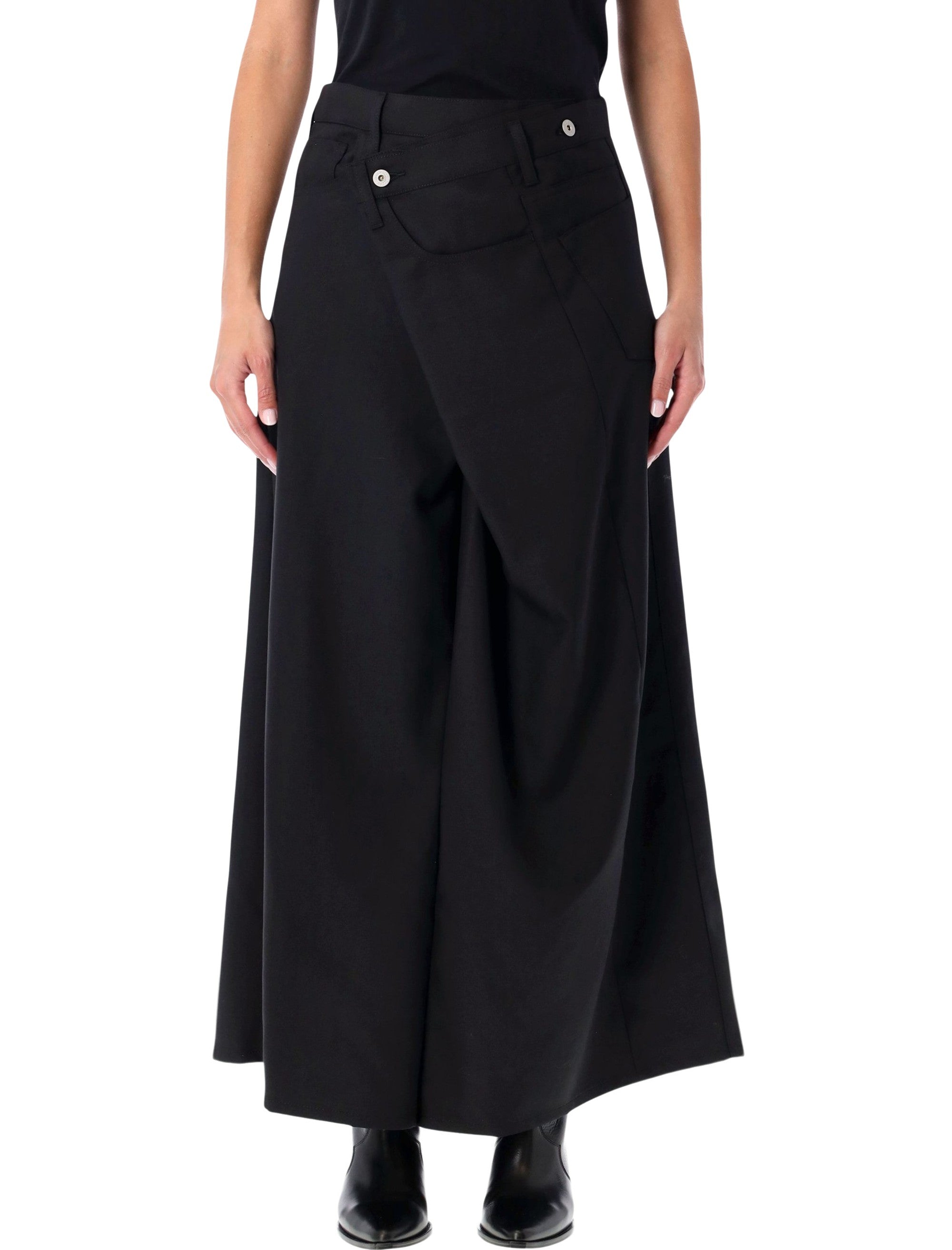 Junya Watanabe black asymmetric long skirt Wool