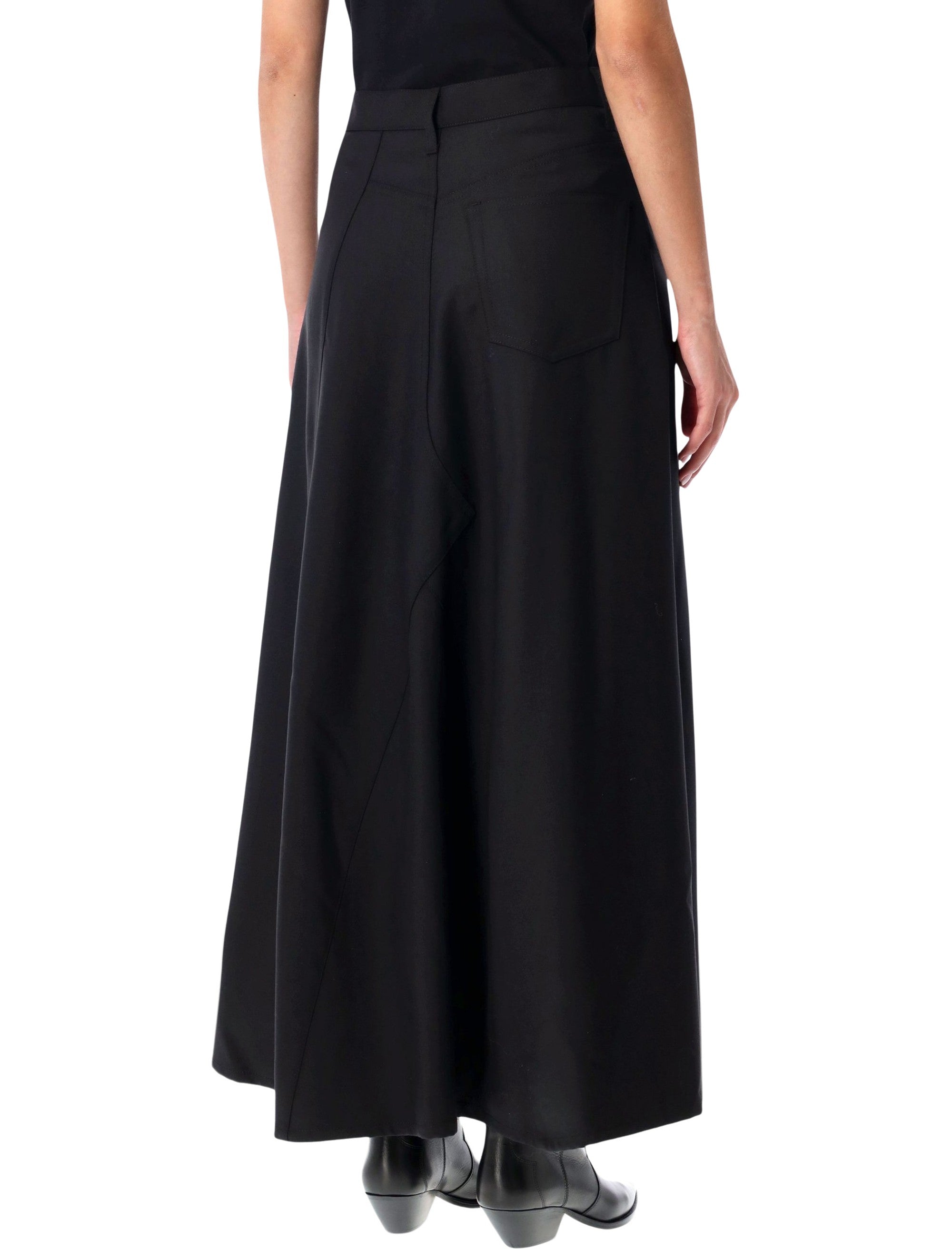 Junya Watanabe black asymmetric long skirt Wool