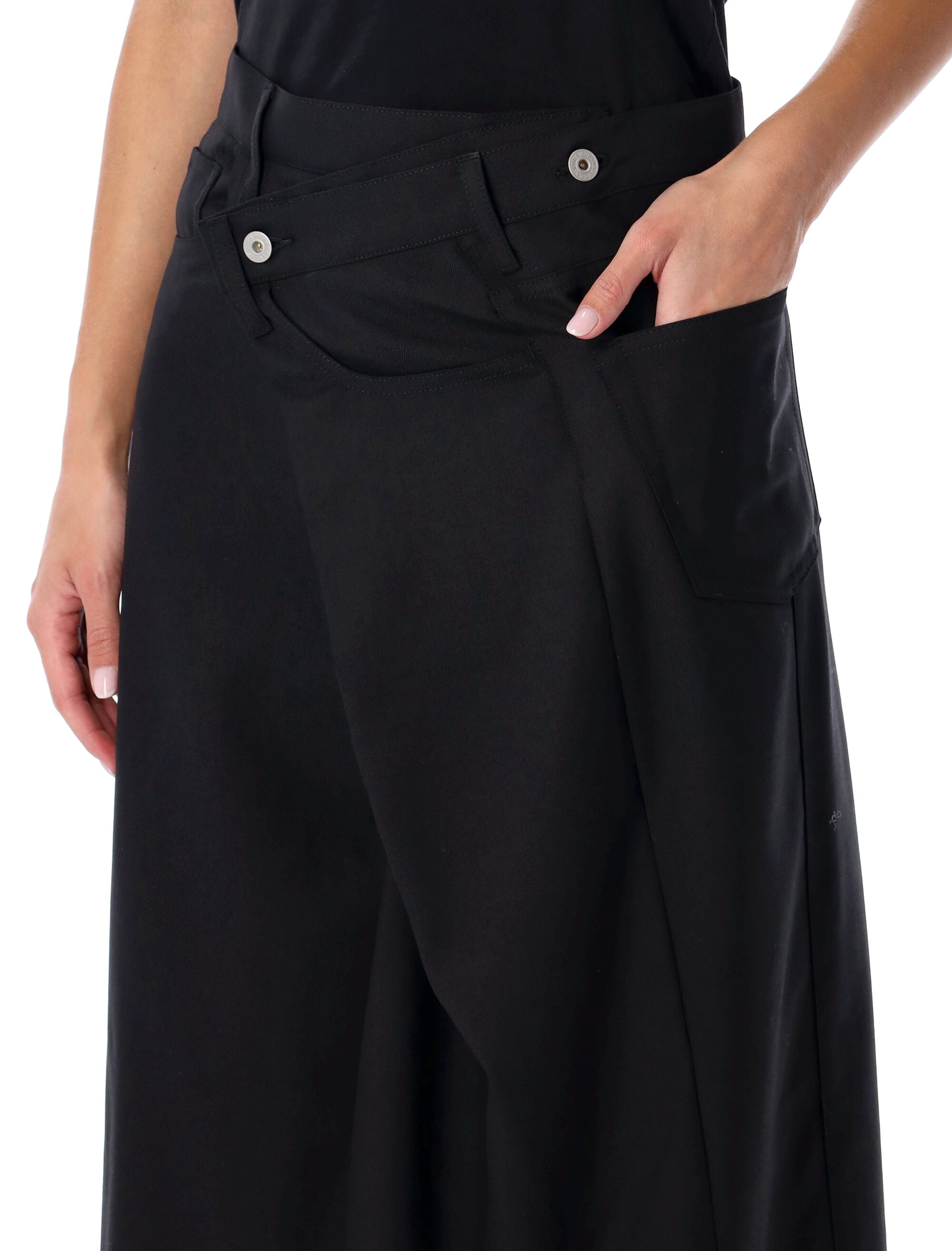 Junya Watanabe black asymmetric long skirt Wool