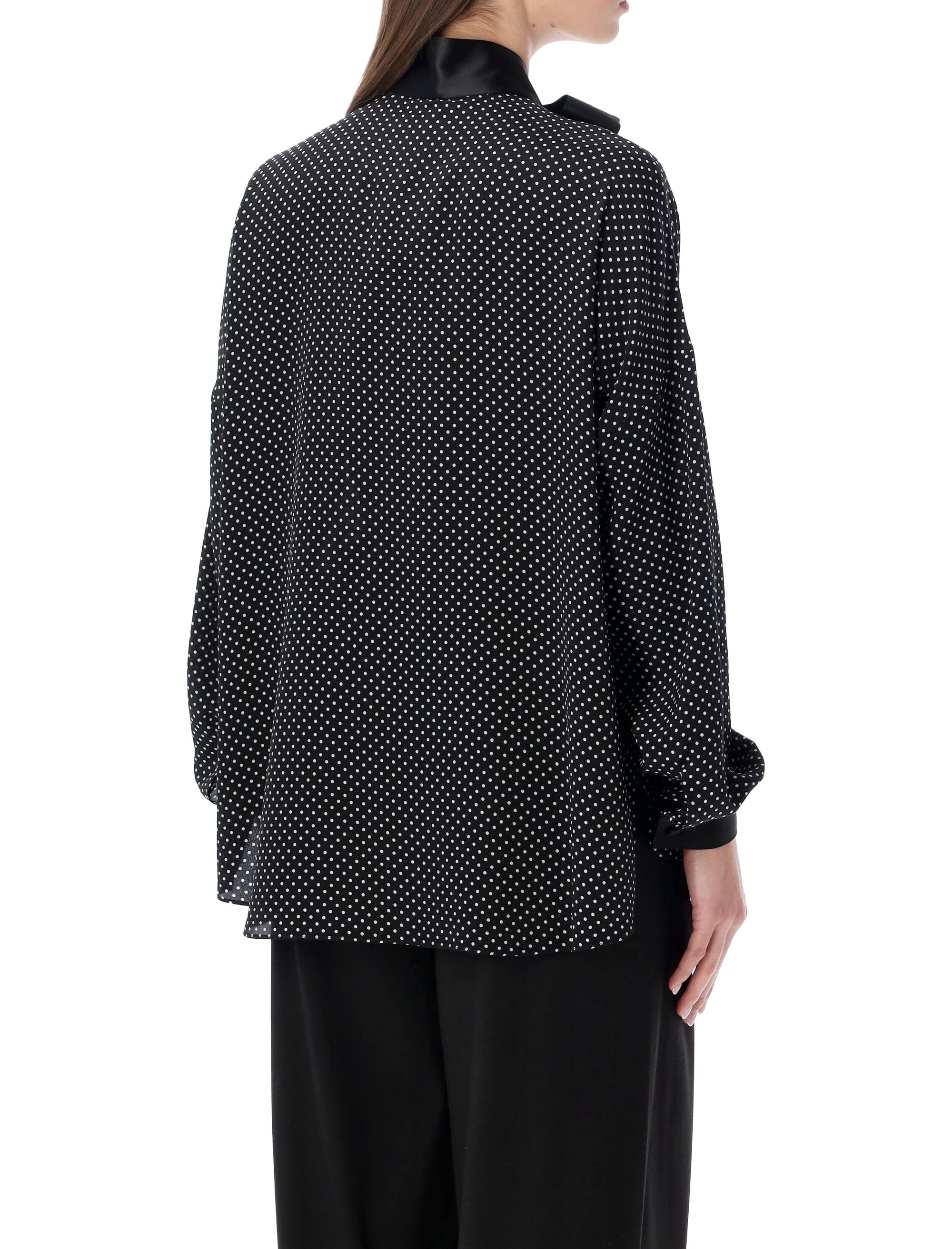 Tom Ford polka dot silk Lavallière tunic top Black + Off White Shirt