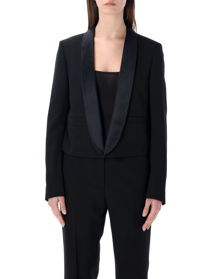 Tom Ford cropped tuxedo jacket Black-blue Wool Lining Blazer