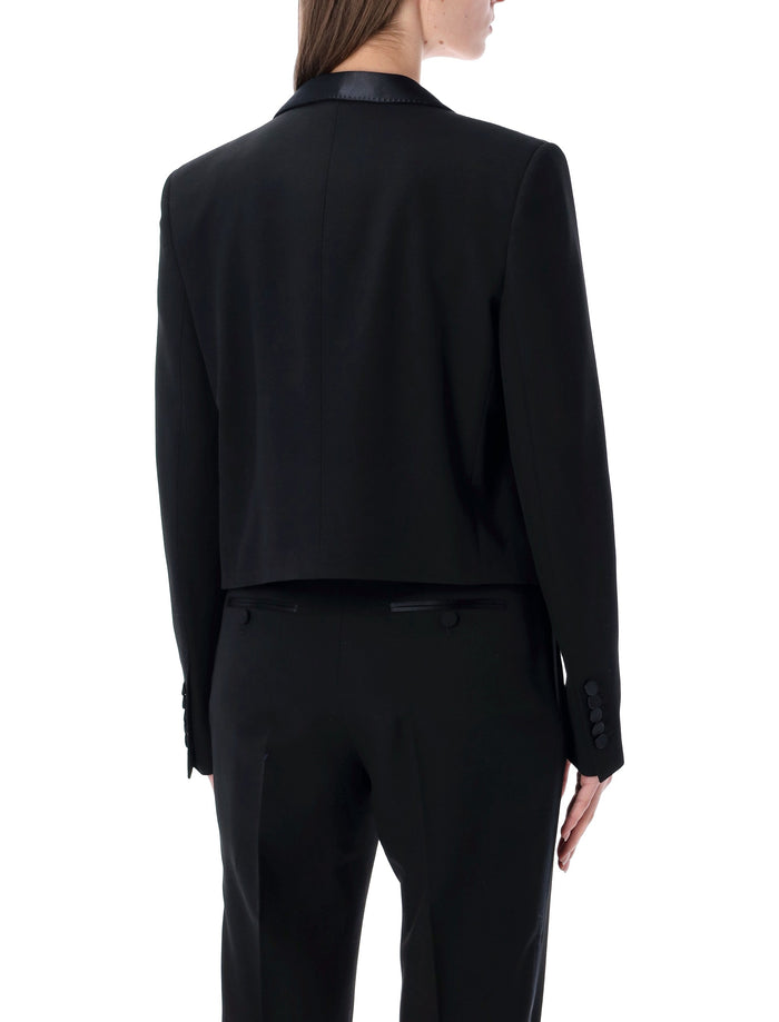 Tom Ford cropped tuxedo jacket Black-blue Wool Lining Blazer