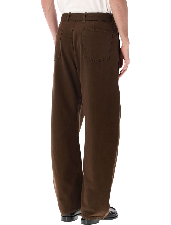 Lemaire Belted Twisted Twill Trousers Cacao Cotton Pant