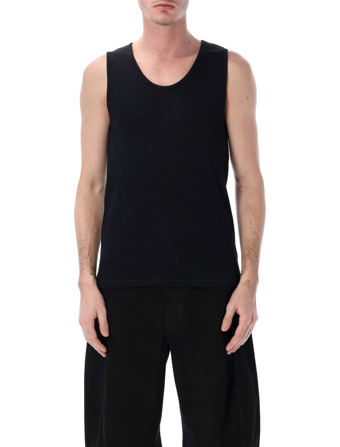 Lemaire cotton linen rib tank Black Top