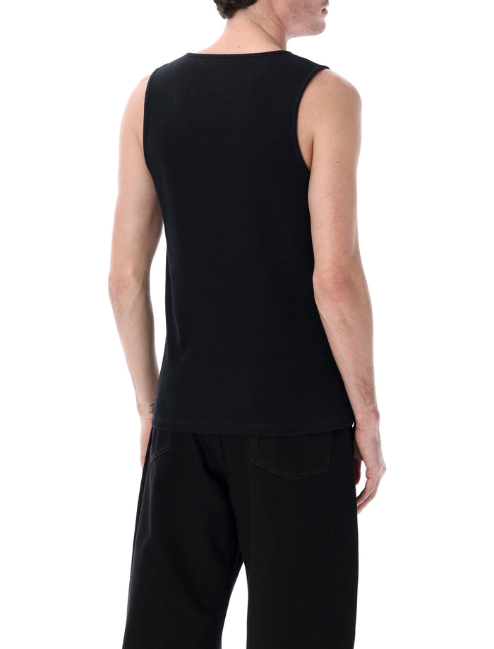 Lemaire cotton linen rib tank Black Top