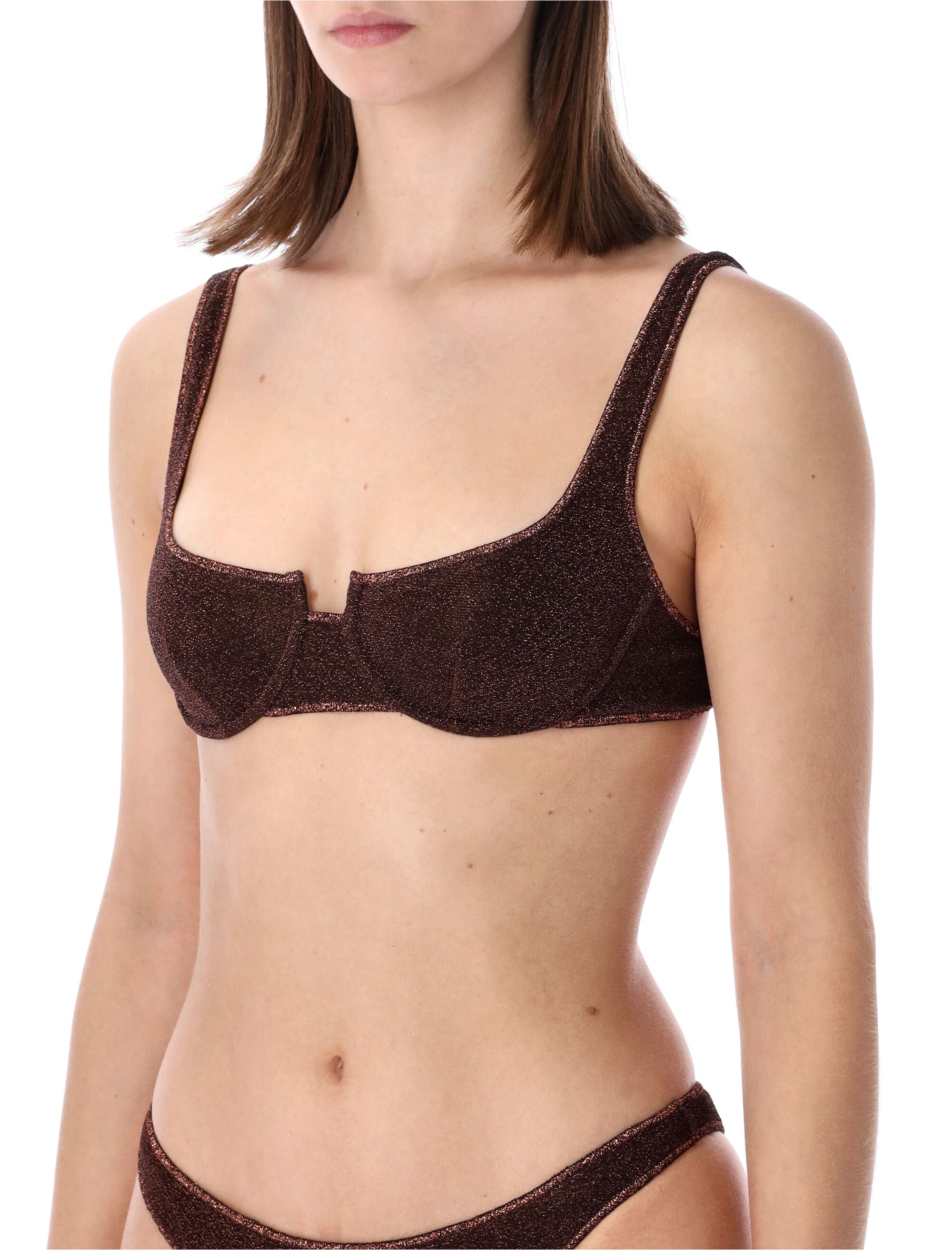 Oséree Swimwear Lumière lurex Balconette bikini Chocolate Polyamide