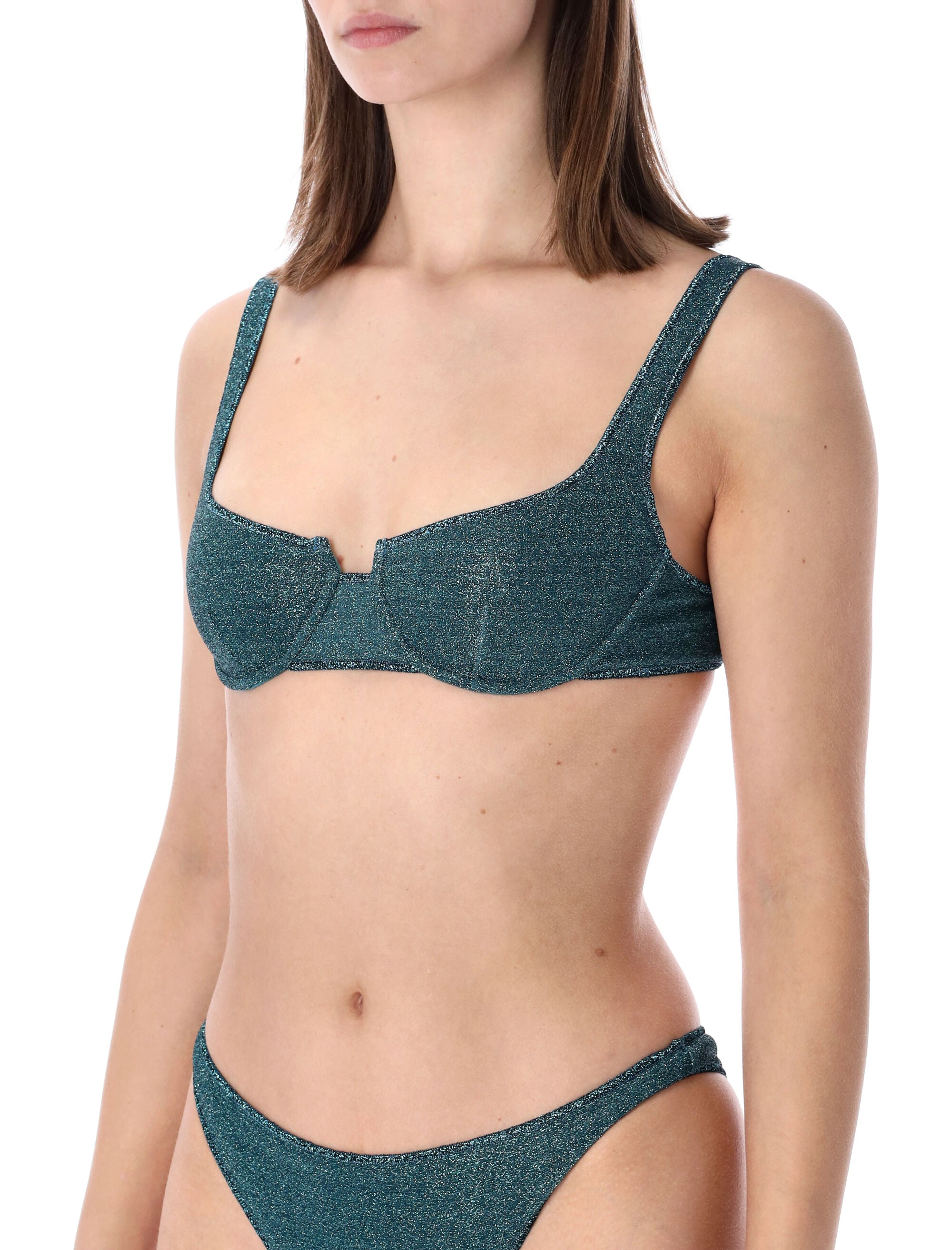 Oséree Swimwear Lumière lurex Balconette bikini Peacock Polyamide
