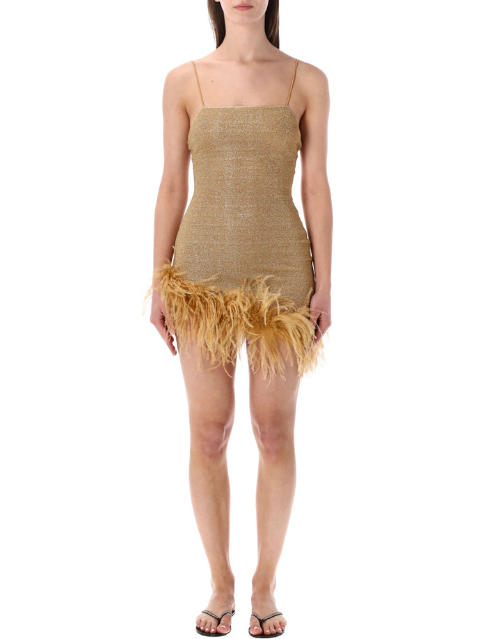 Oserée Swimwear Lumière Plumage Short Dress Gold Polyamide