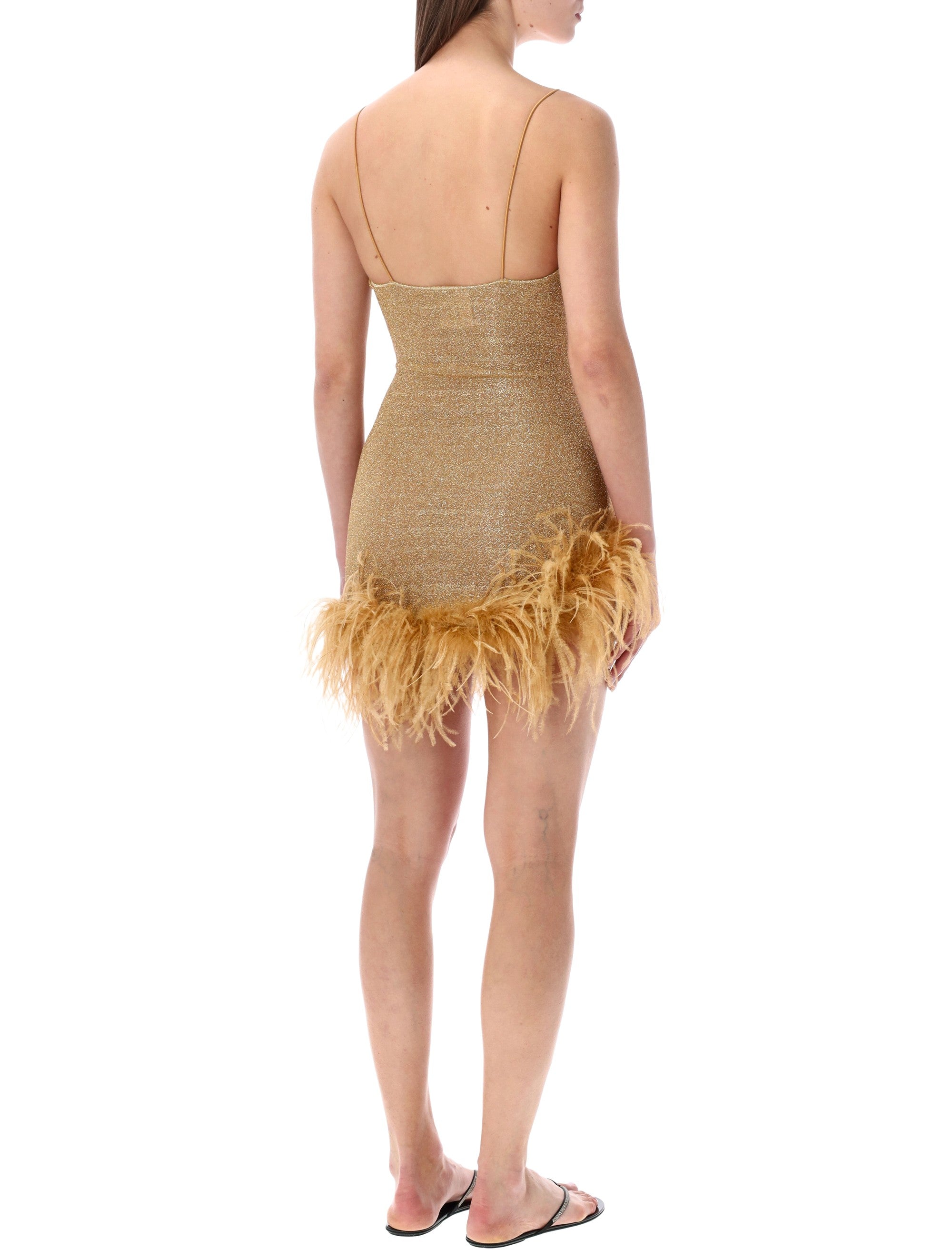 Oserée Swimwear Lumière plumage short dress Gold Polyamide