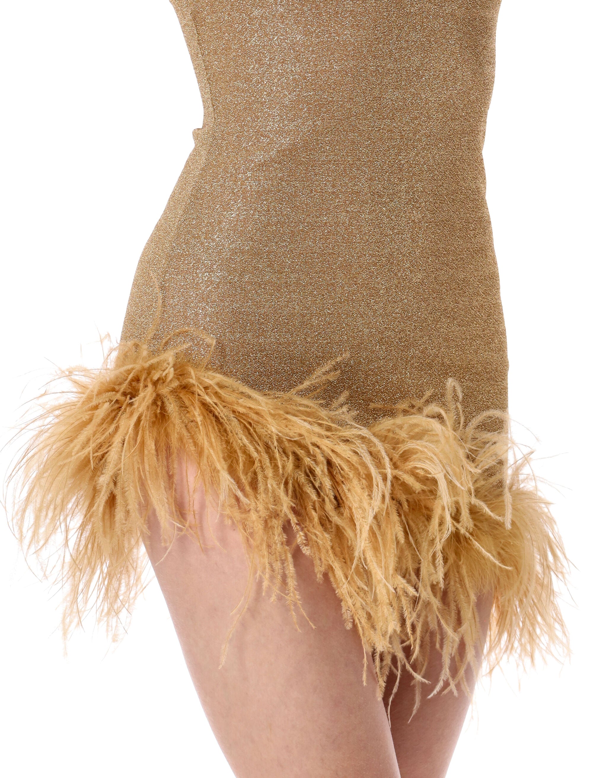 Oserée Swimwear Lumière plumage short dress Gold Polyamide