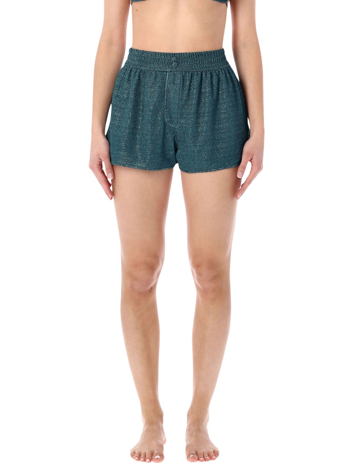 Oséree Swimwear Lumière lurex shorts Peacock Polyamide