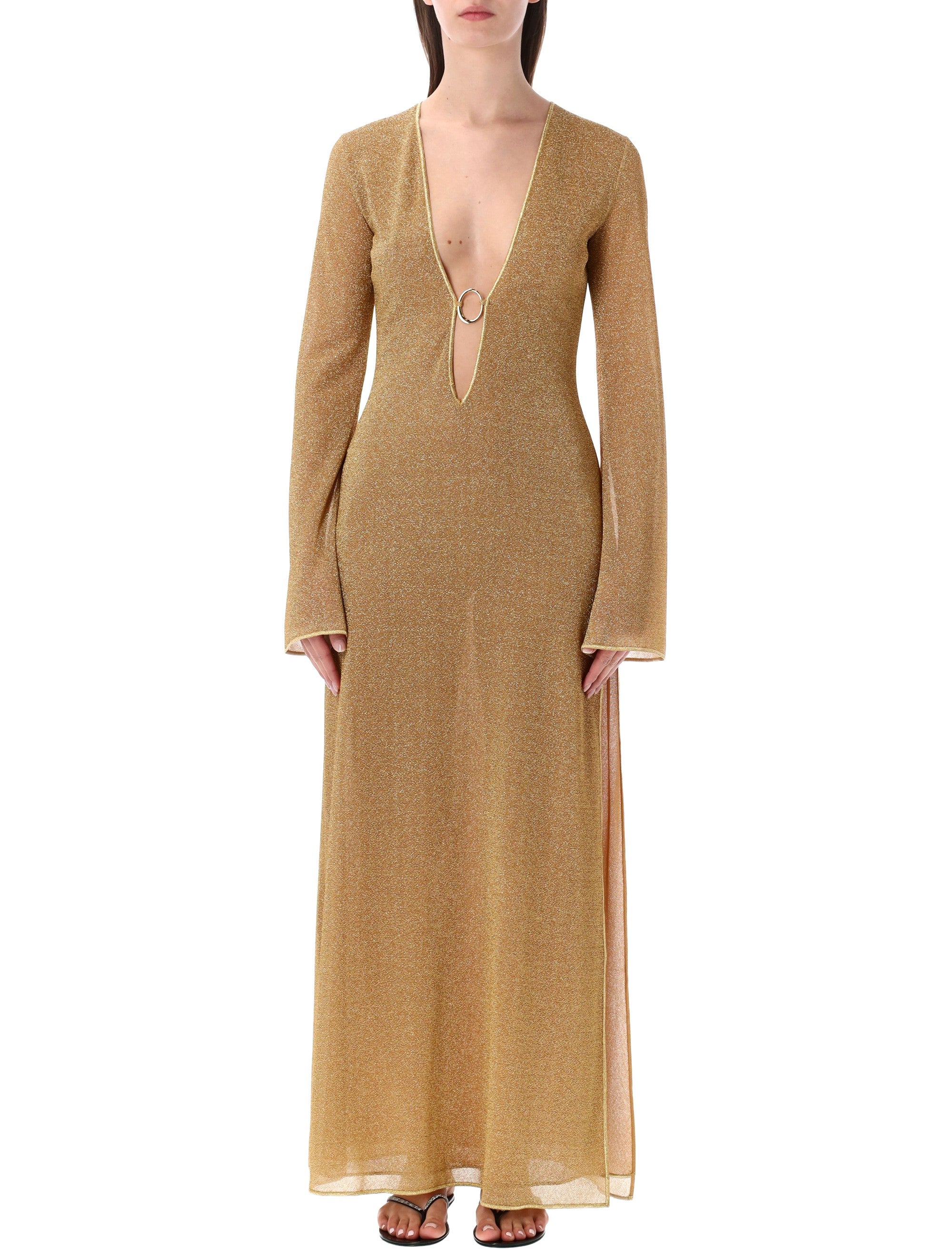 Oserée Swimwear Lumière O-long kaftan Gold Polyamide Dress