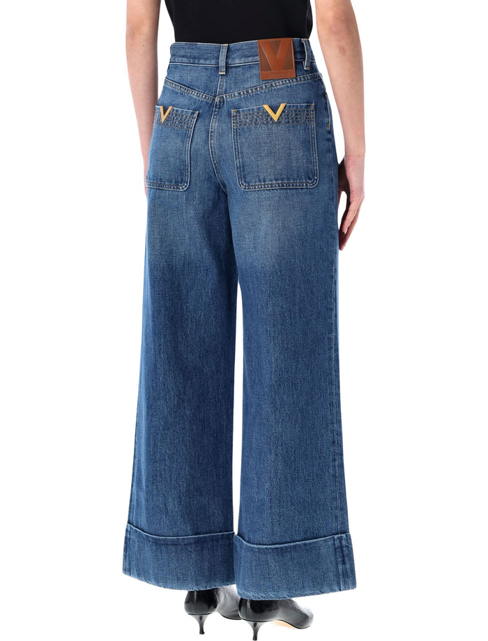 Valentino Garavani wide-leg denim trousers Blue Cotton Jean