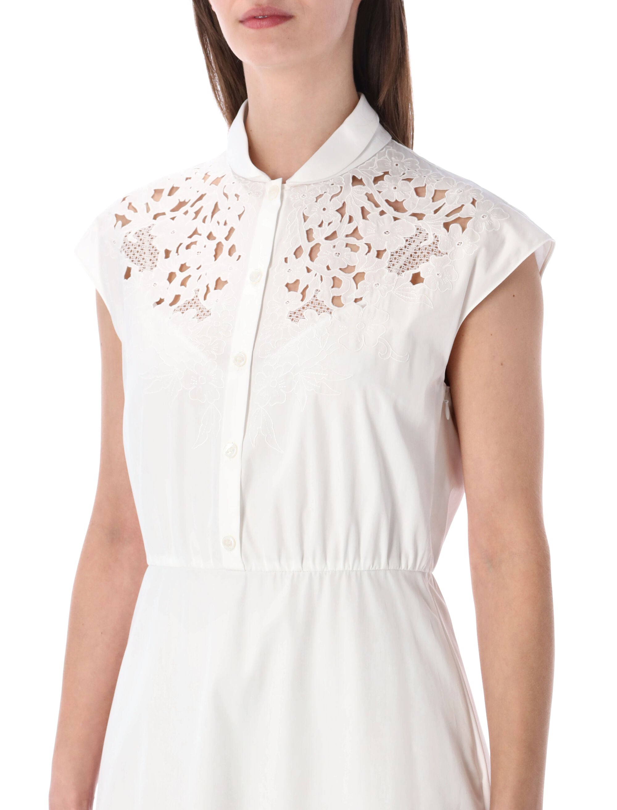 Valentino Garavani embroidered poplin midi dress White Cotton
