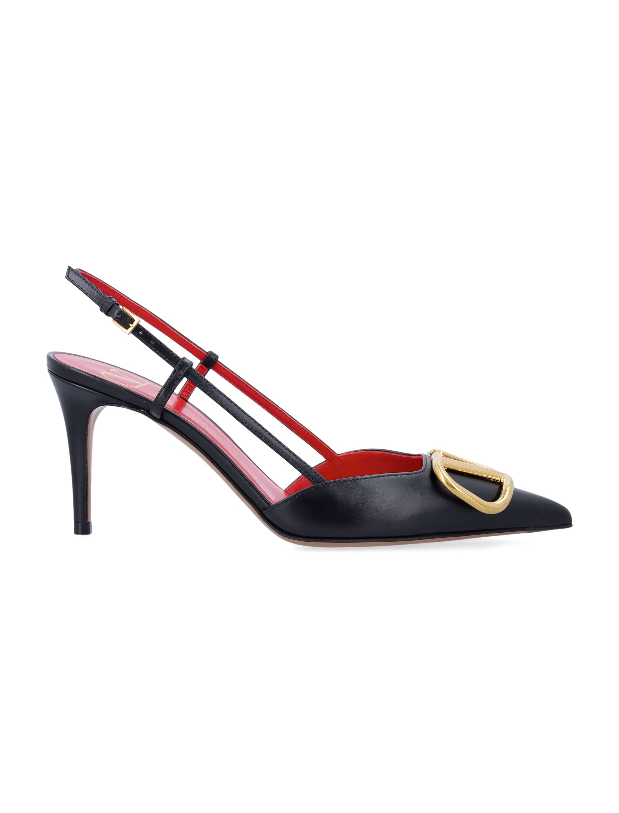 Valentino Garavani VLogo calfskin slingback pump Black Calf Leather Pumps
