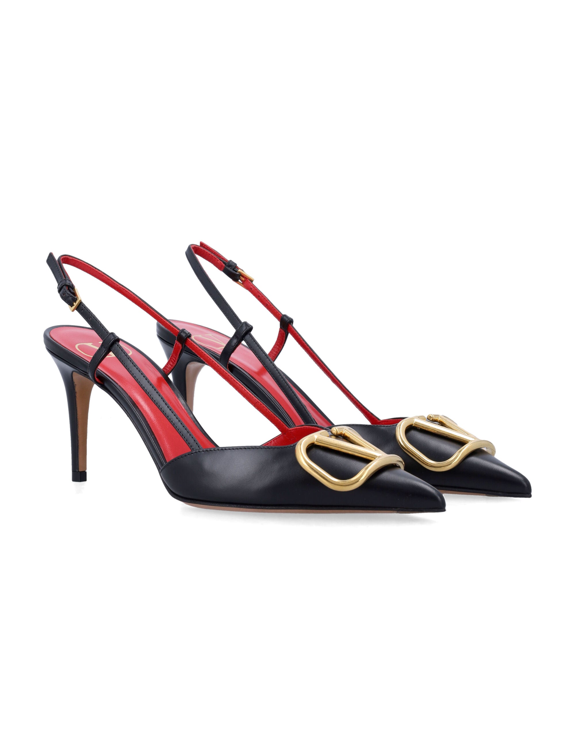 Valentino Garavani VLogo calfskin slingback pump Black Calf Leather Pumps