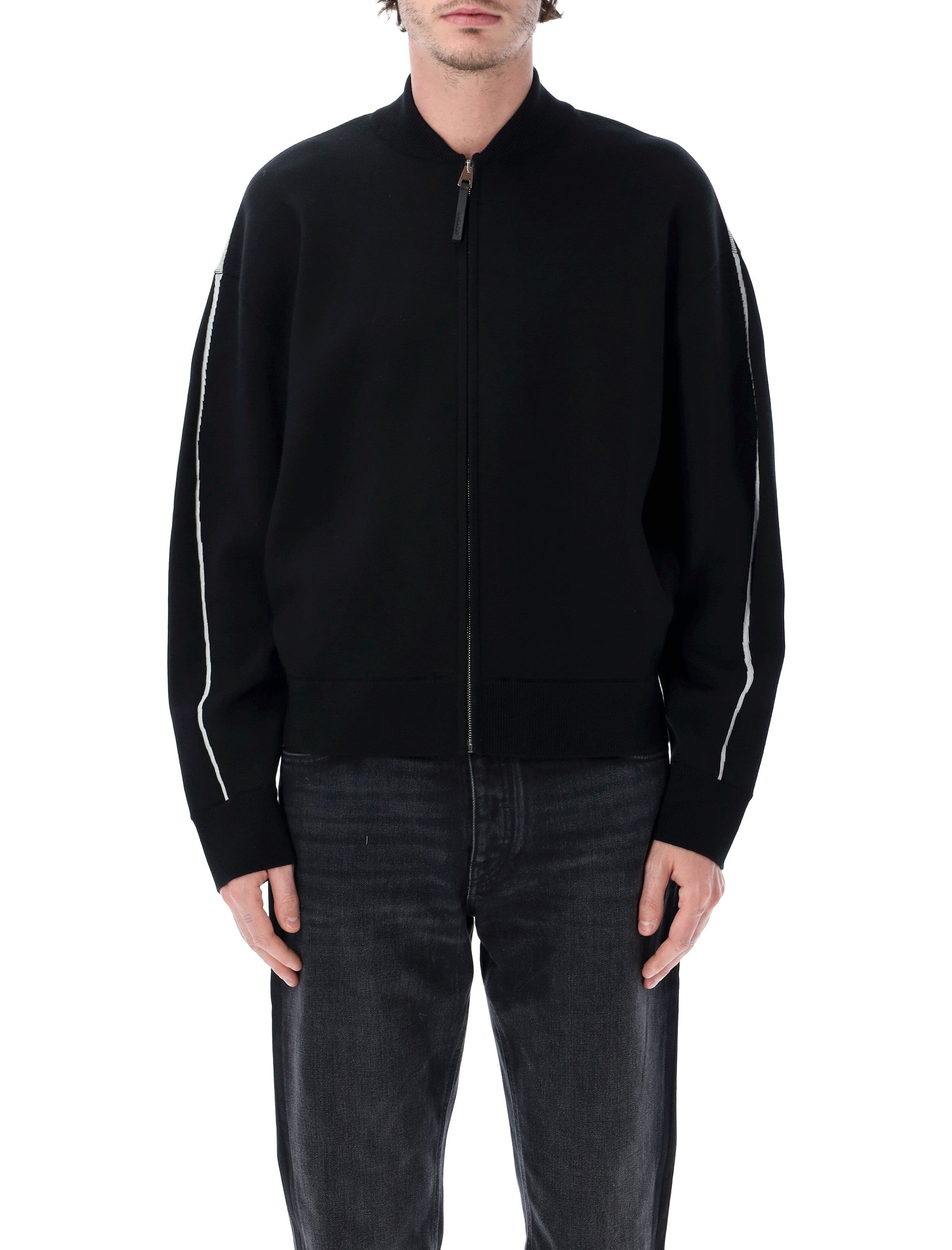 Givenchy logo knit jacket Black White Wool Cardigan