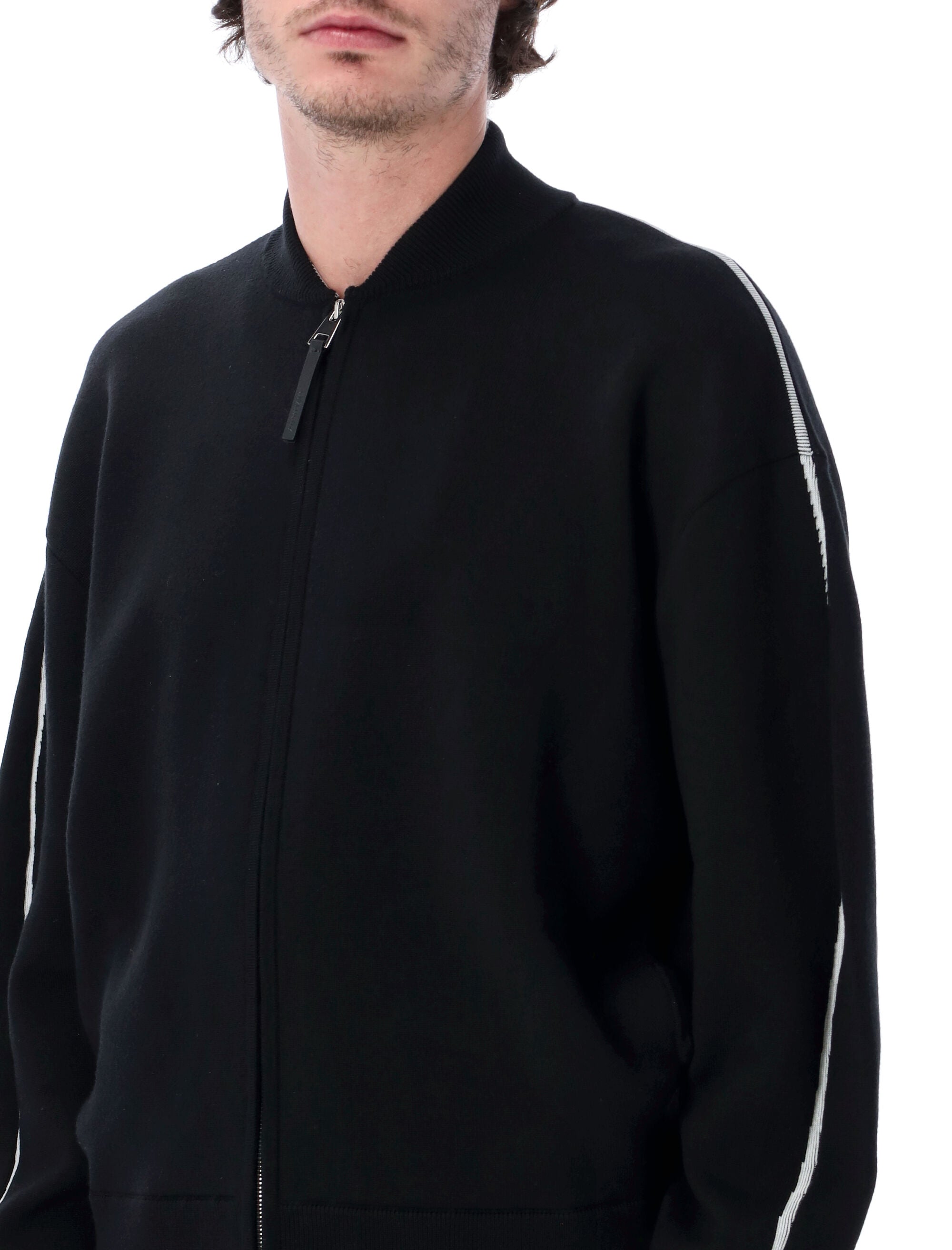 Givenchy logo knit jacket Black White Wool Cardigan