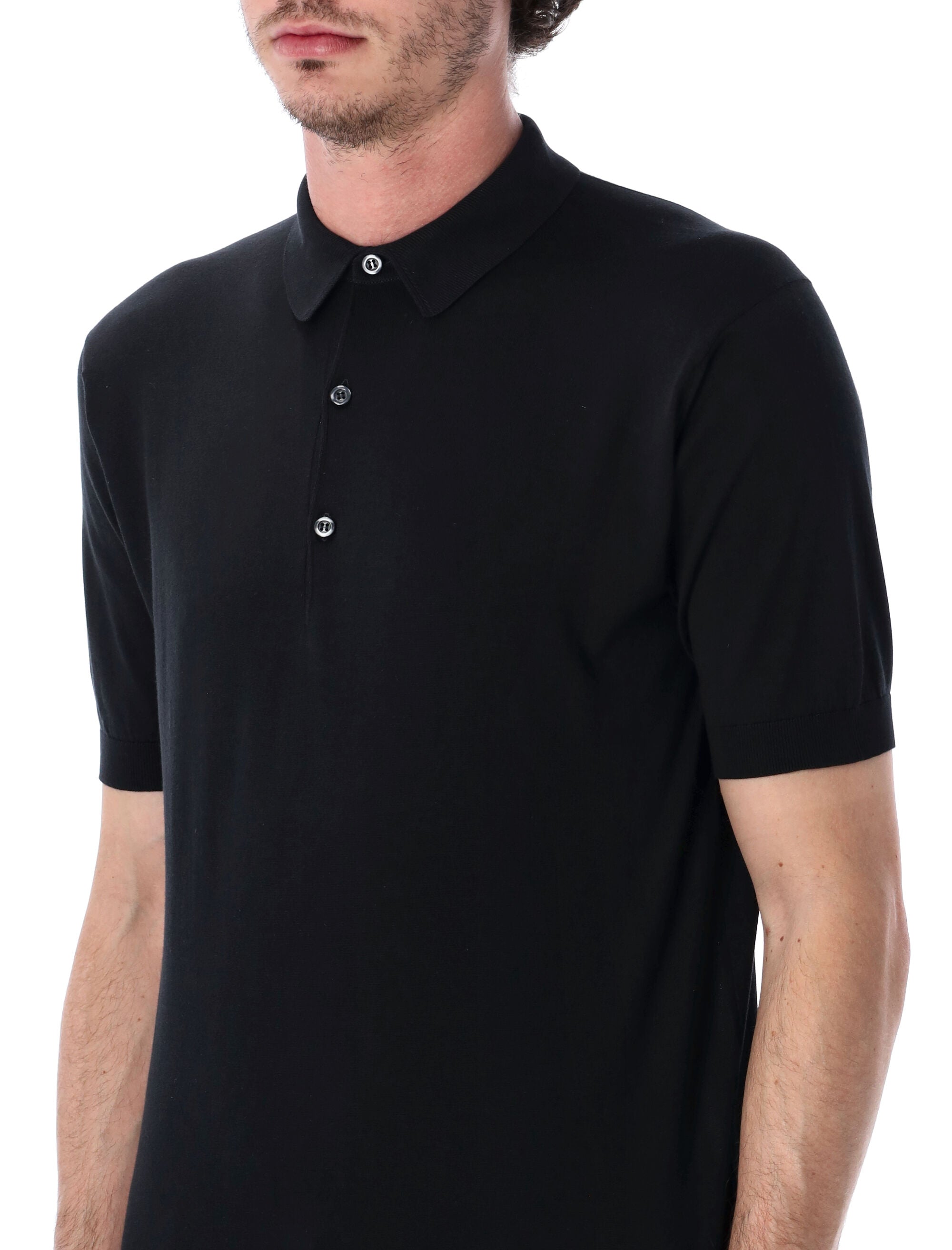 John Smedley Adrian Cotton Polo Black T-shirt
