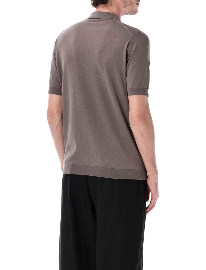 John Smedley Adrian Cotton Polo Beige Musk T-shirt