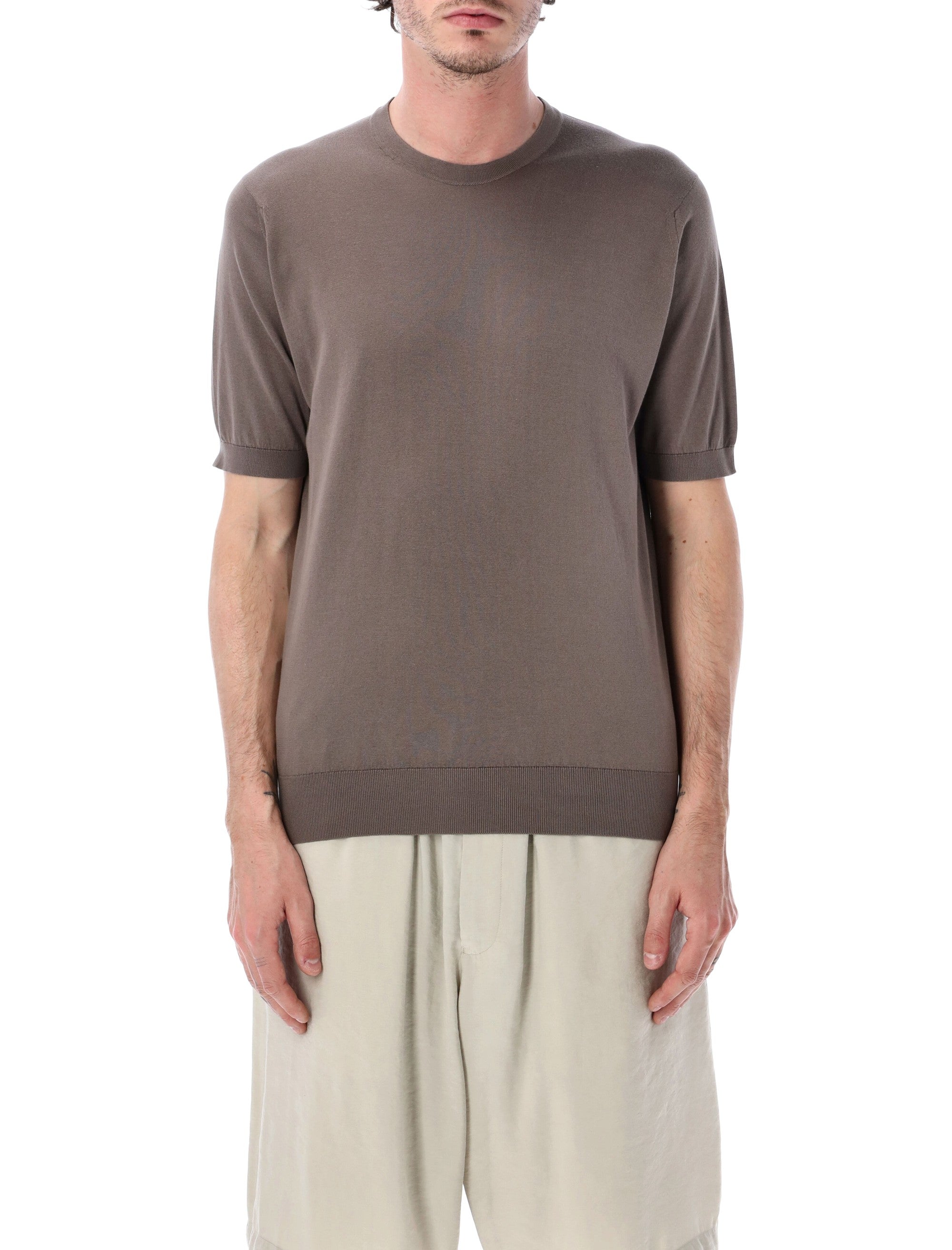 John Smedley Kempton Cotton T-Shirt Beige Musk