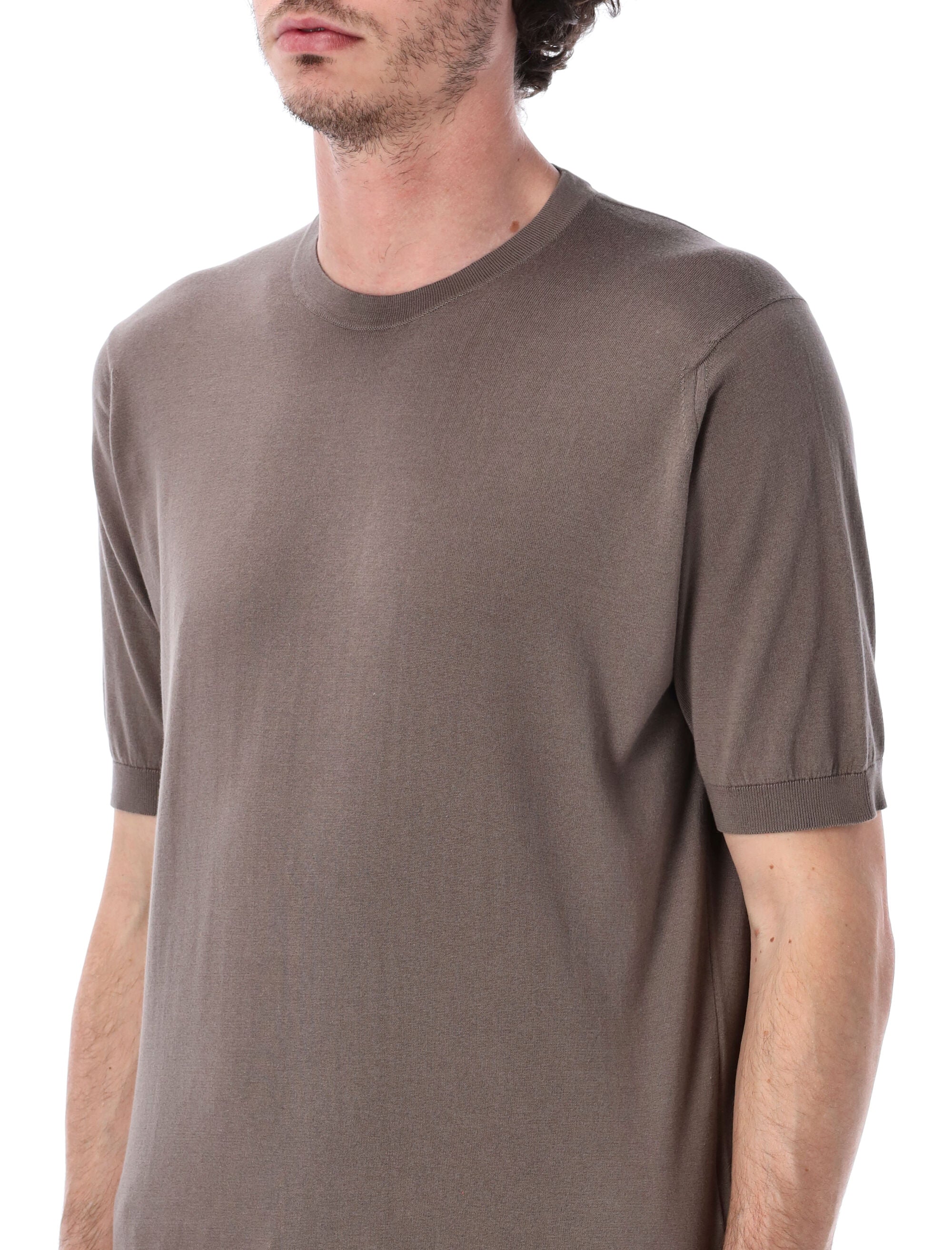 John Smedley Kempton Cotton T-Shirt Beige Musk