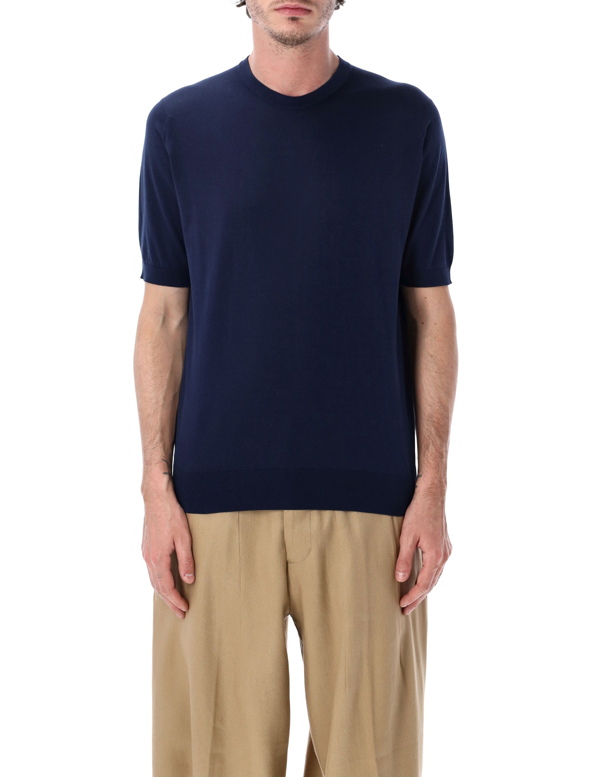 John Smedley Kempton Cotton T-Shirt French Navy