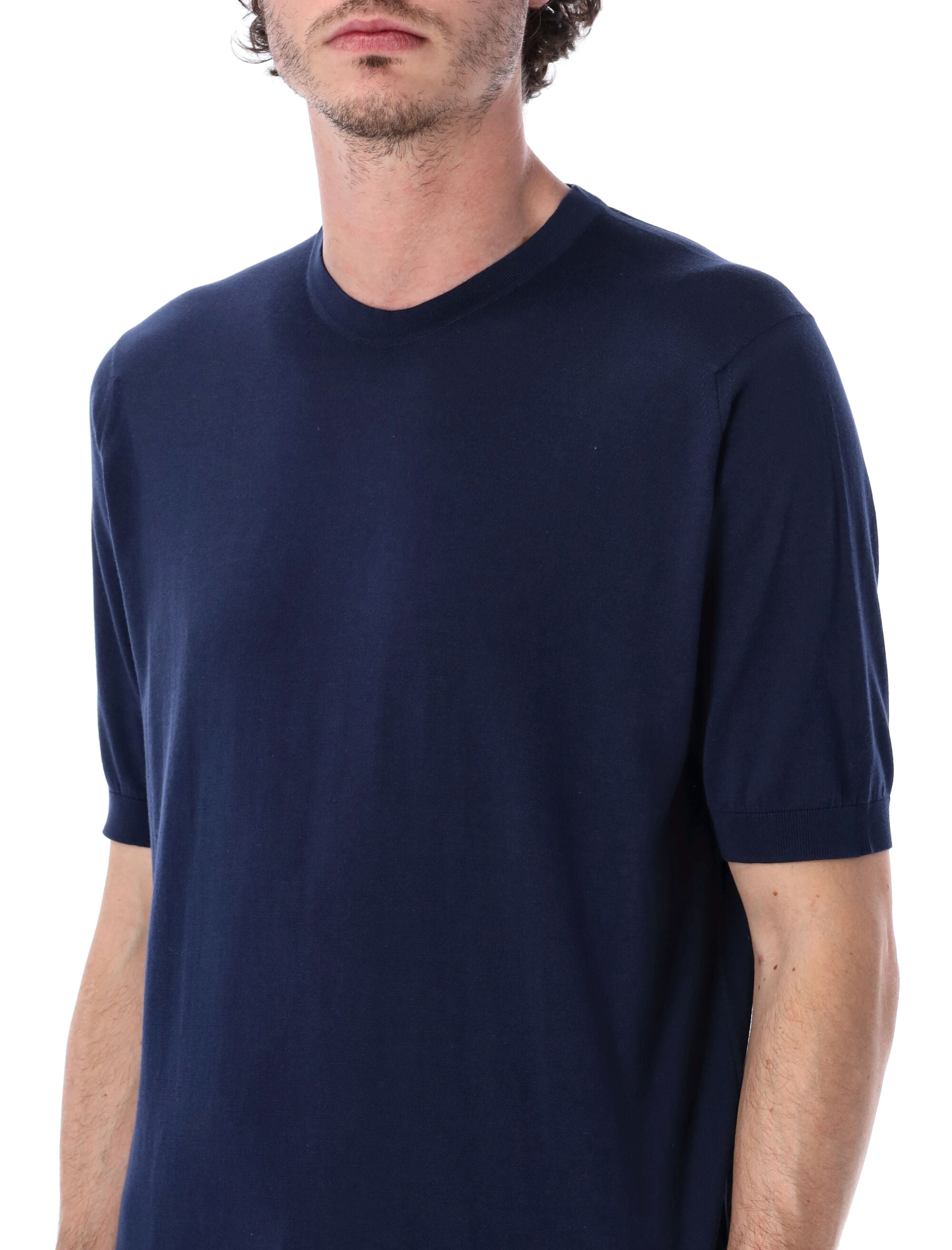 John Smedley Kempton Cotton T-Shirt French Navy