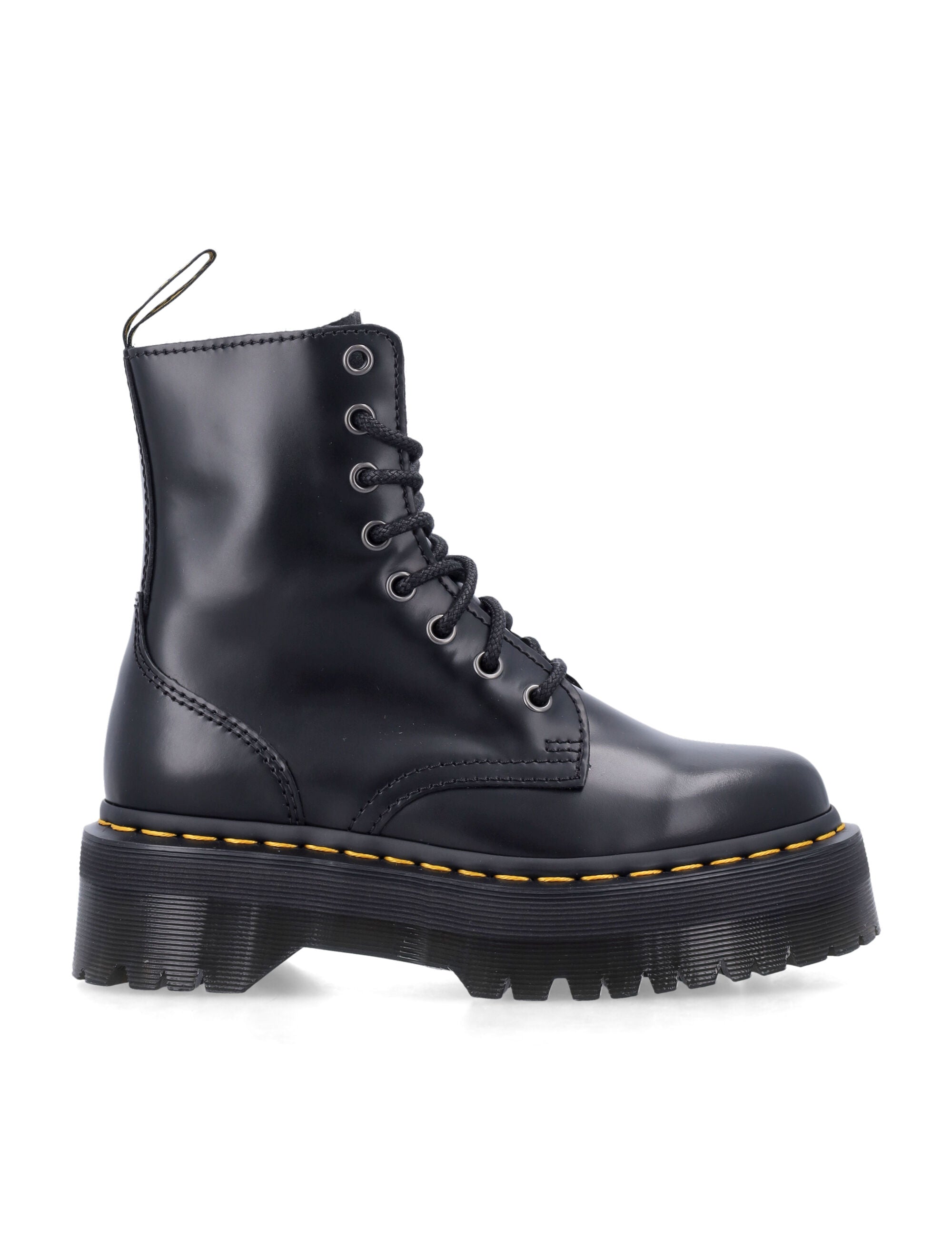 Dr. Martens Jadon Smooth Leather Platform Boots in Black Sole