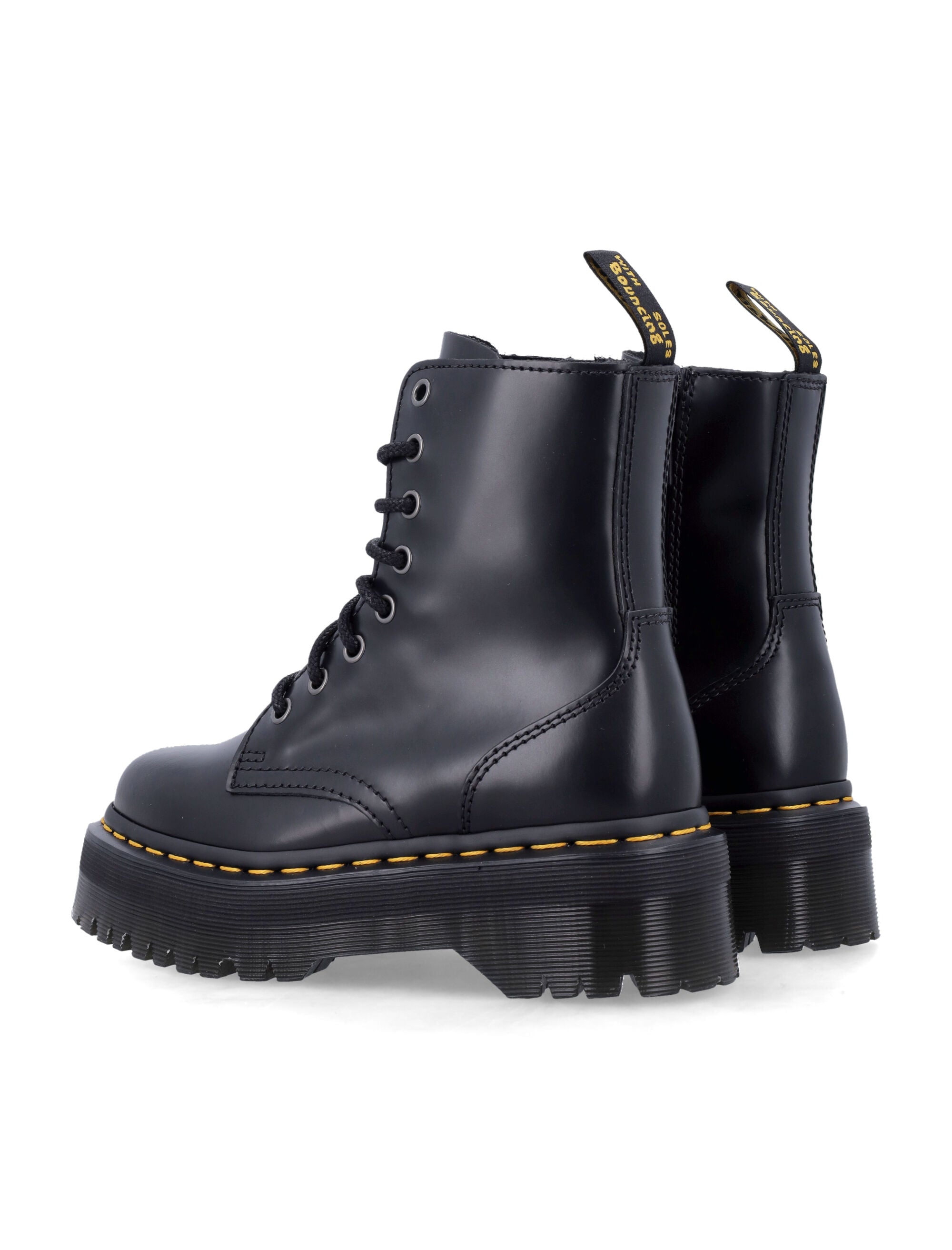 Dr. Martens Jadon Smooth Leather Platform Boots in Black Sole