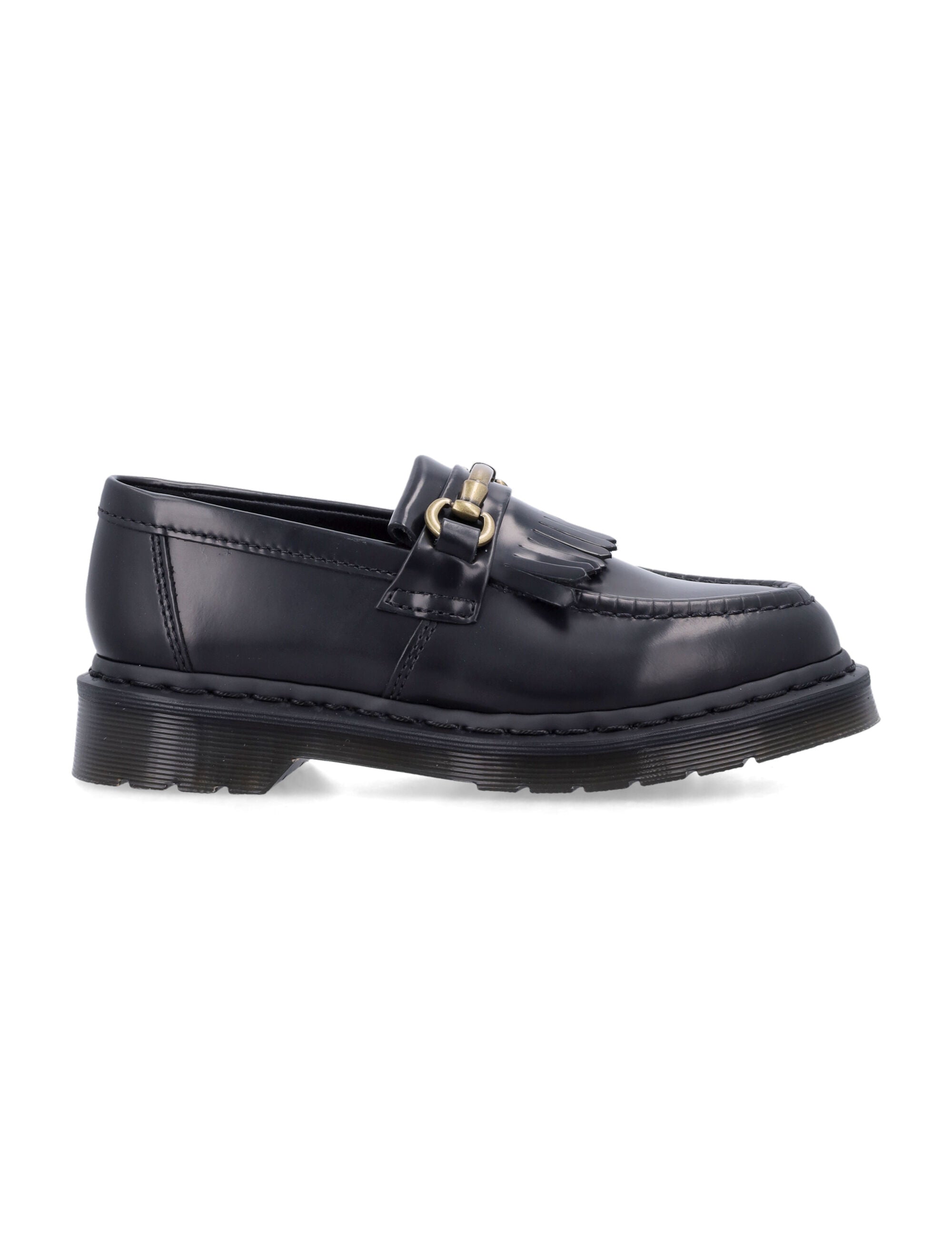 Dr. Martens Adrian Snaffle Smooth Leather Kiltie Loafers in Black Sole