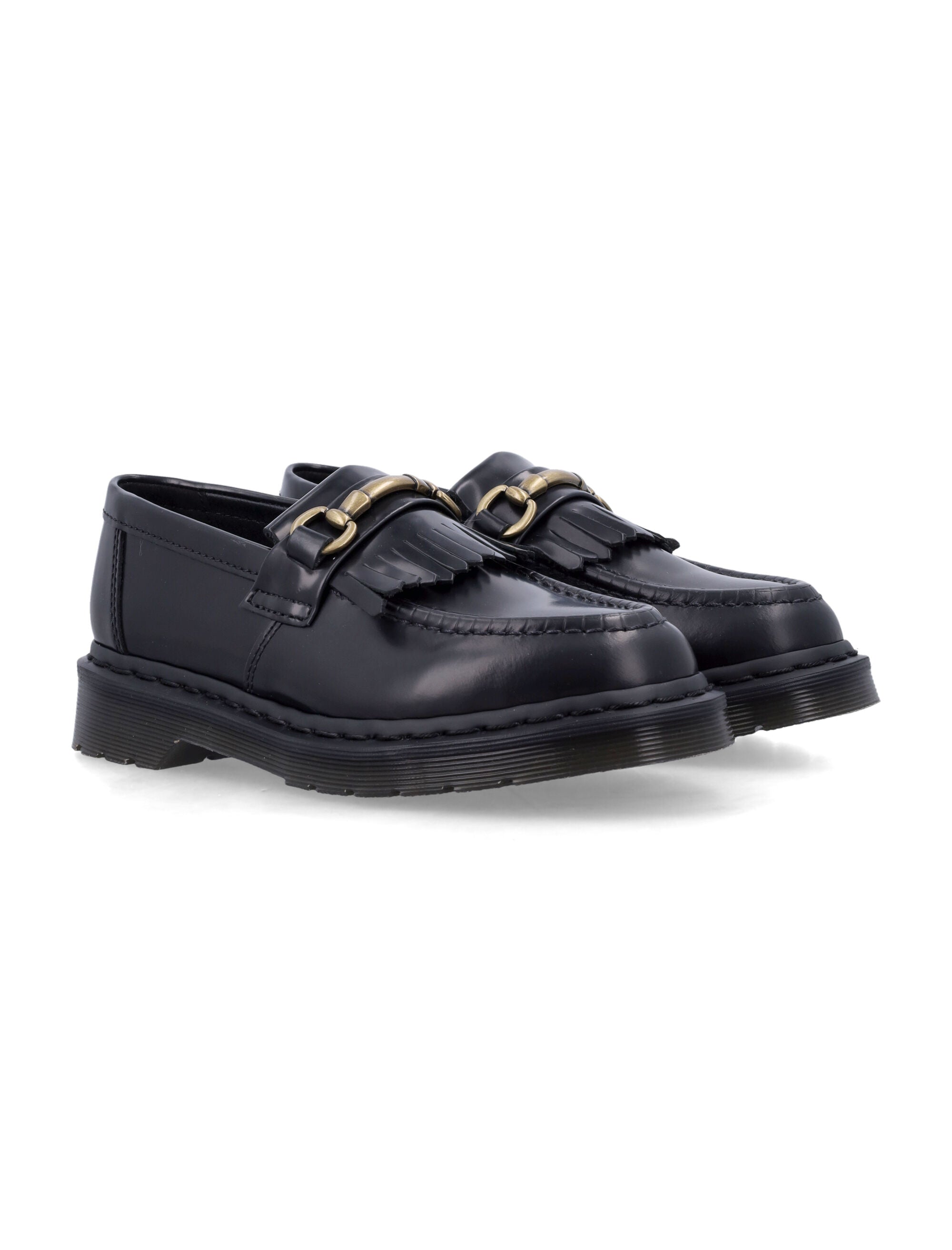 Dr. Martens Adrian Snaffle Smooth Leather Kiltie Loafers in Black Sole