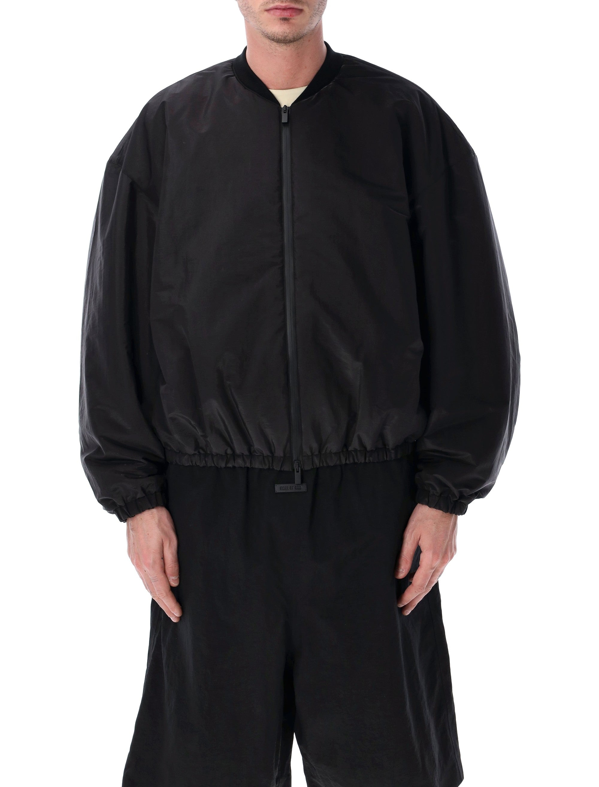 Fear Of God Nylon Taffeta Bomber Off Black Polyester Jacket