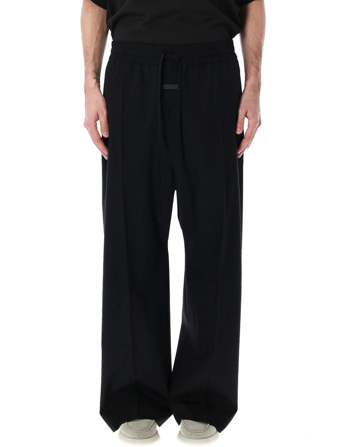 Fear Of God Cotton Wool Oxford Wide-Leg Drawstring Pants Black