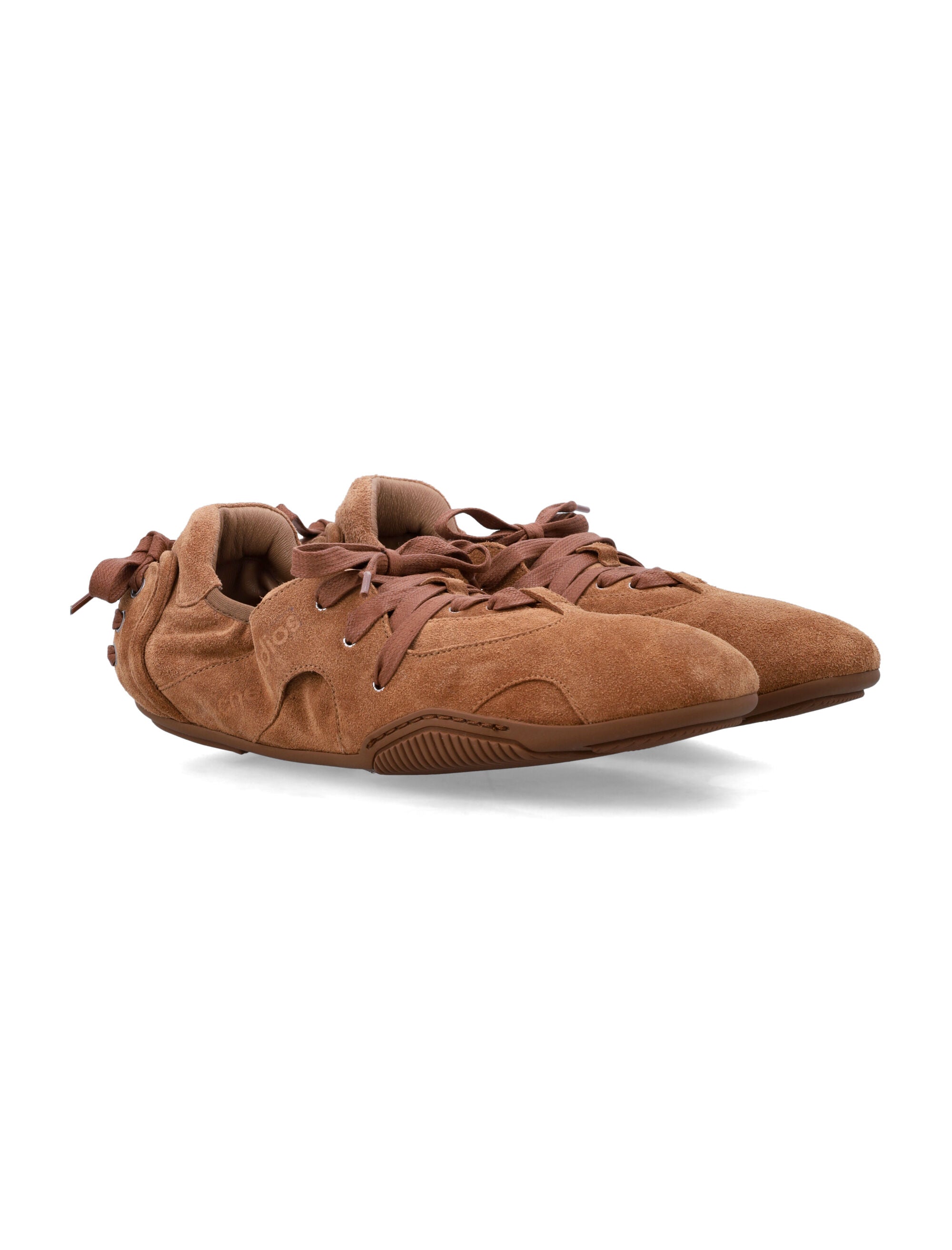 Acne Studios Suede Leather Sneakers Chestnut Brown Upper