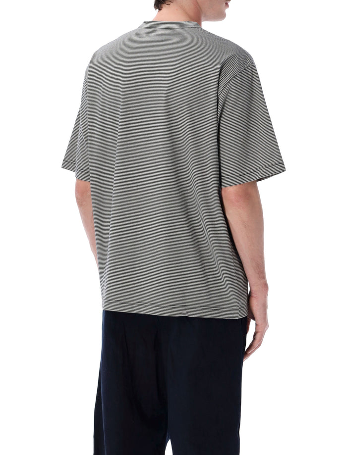 Still By Hand Striped Cotton T-Shirt Grey Black