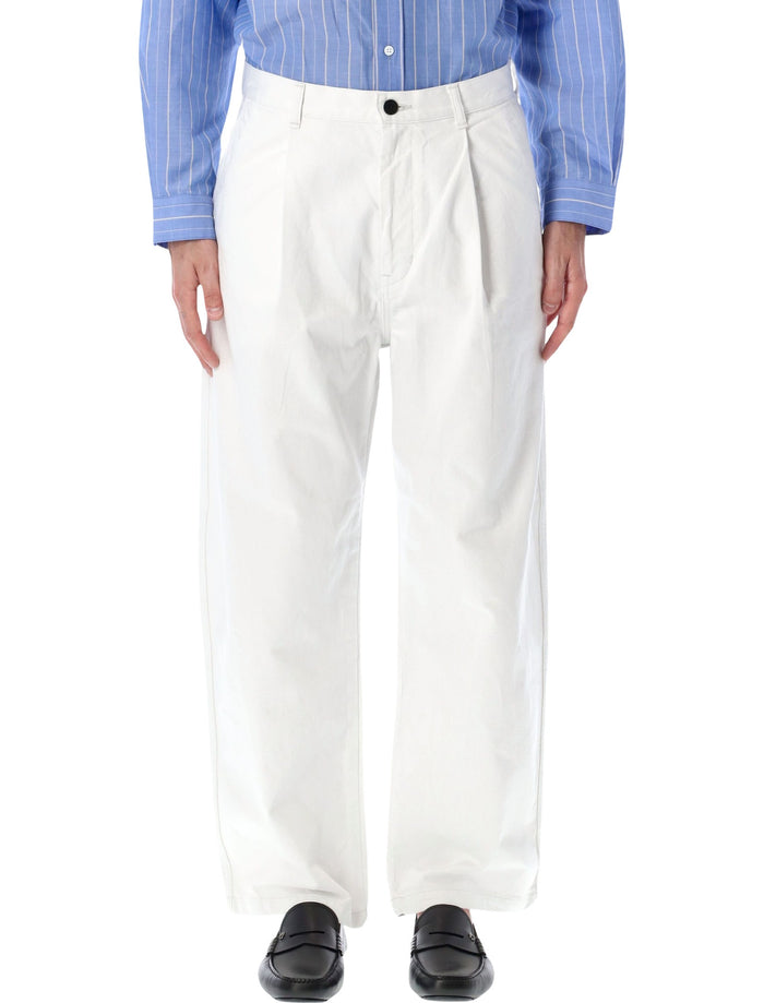 Still By Hand Wide Leg Denim Pants Ash White Cotton Jean