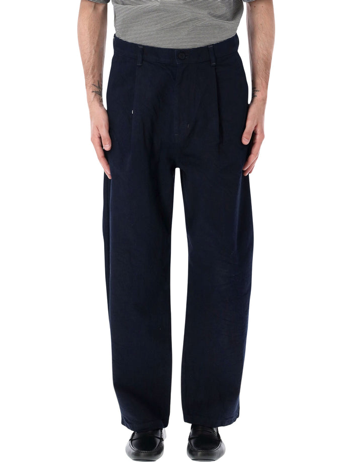 Still By Hand Wide Leg Denim Pants Dark Navy Cotton Jean