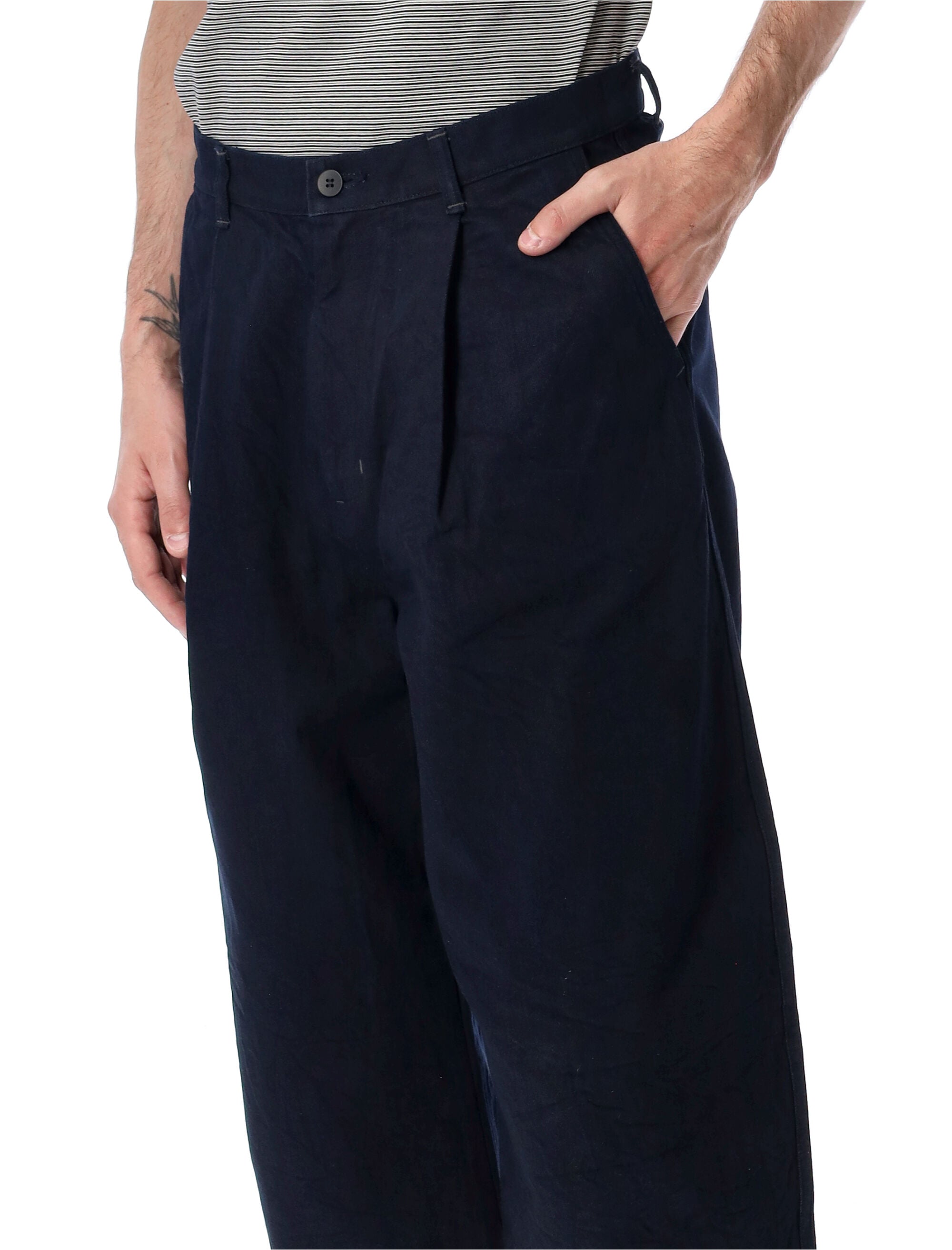 Still By Hand Wide Leg Denim Pants Dark Navy Cotton Jean