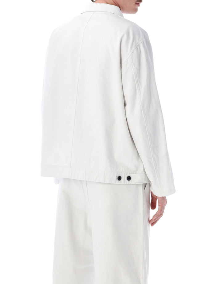 Still By Hand Denim Work Jacket Ash White Cotton