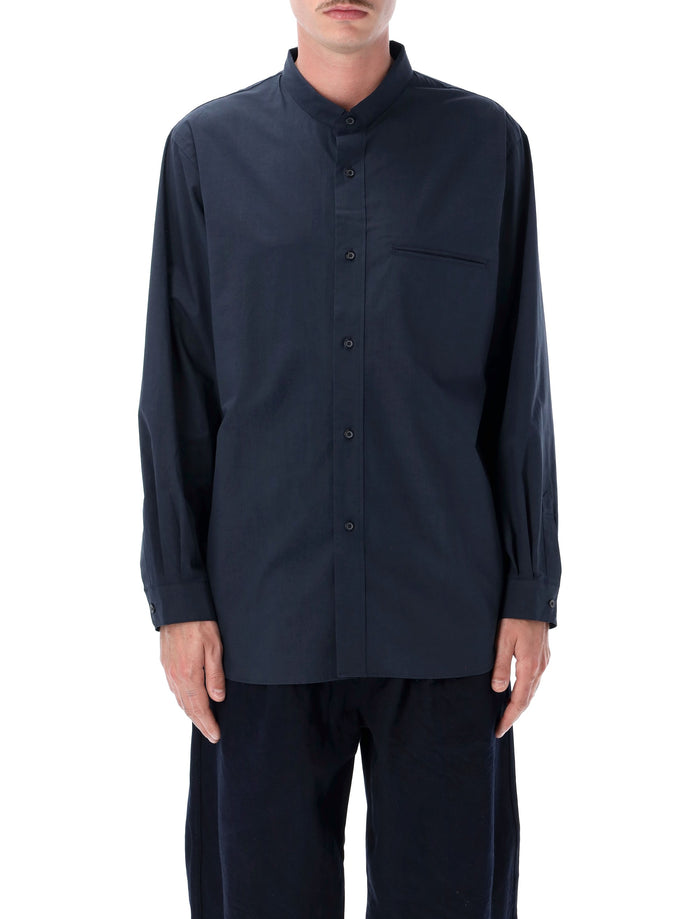 Still By Hand Cotton Linen Shirt Navy