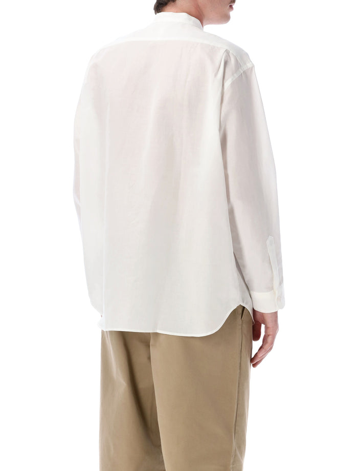Still By Hand Band Collar Shirt White Cotton