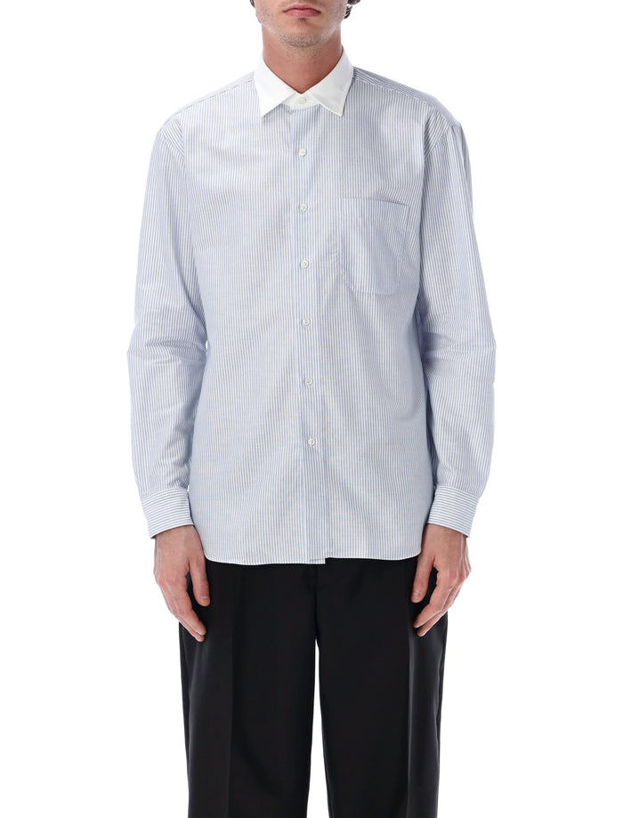 Salvatore Piccolo Alberto Cotton Stripe Shirt White Blue