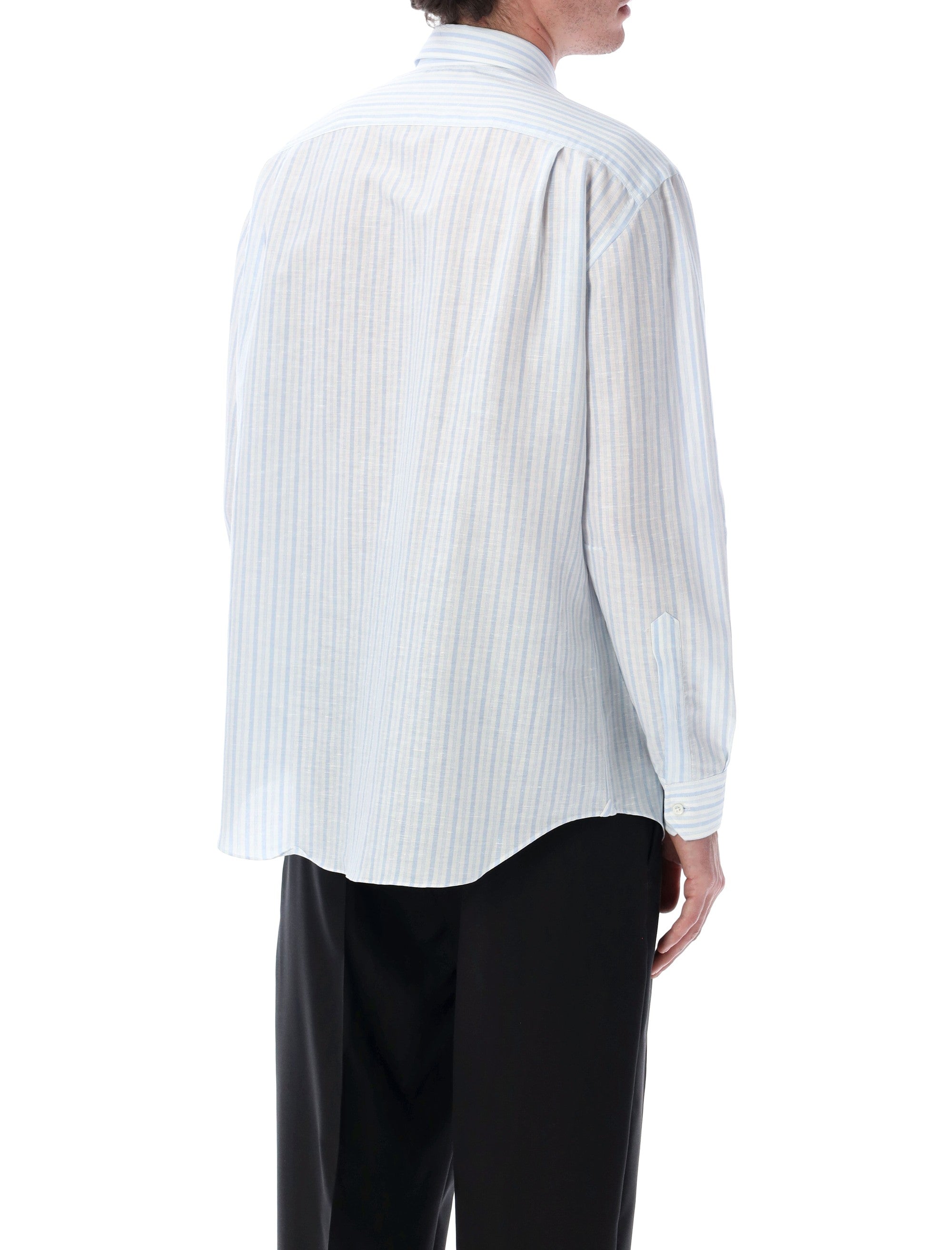 Salvatore Piccolo Alberto cotton-blend stripe shirt White Blue Stripes