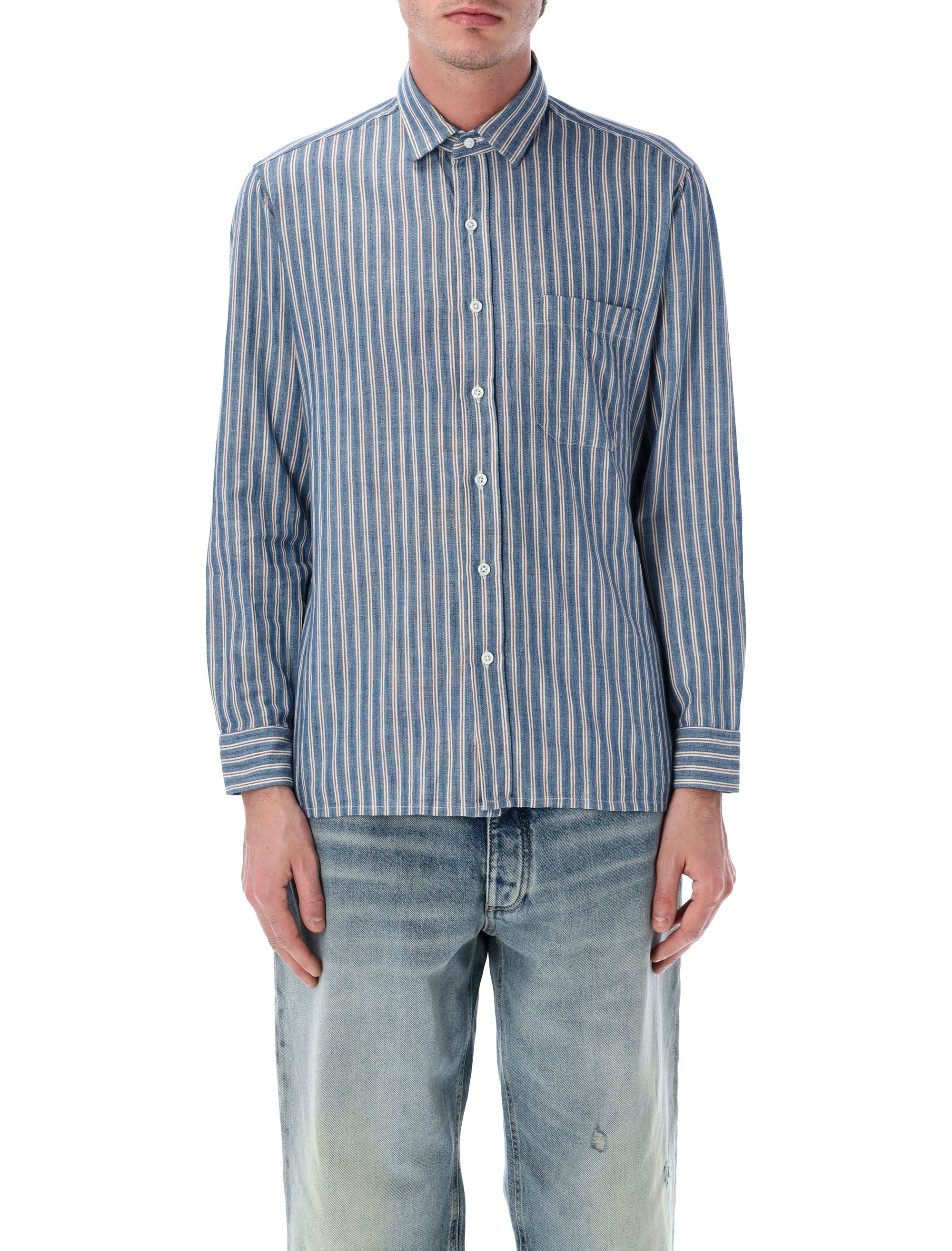 Salvatore Piccolo Tahiti cotton stripe shirt Blue Stripes