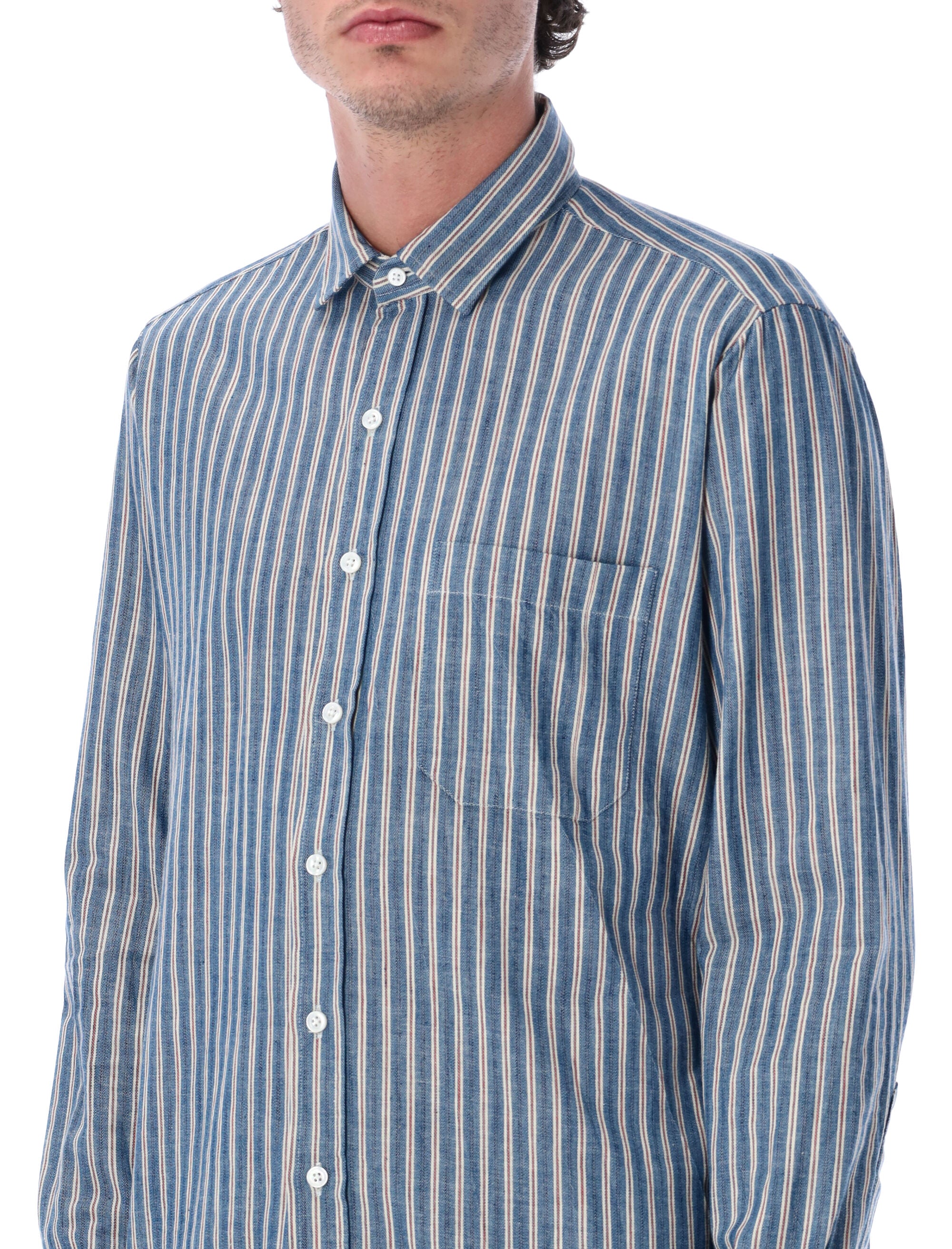 Salvatore Piccolo Tahiti cotton stripe shirt Blue Stripes