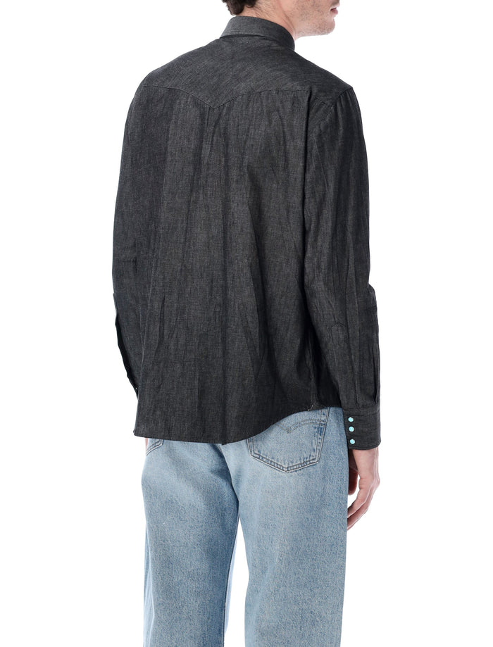 Salvatore Piccolo black wash Western shirt Cotton