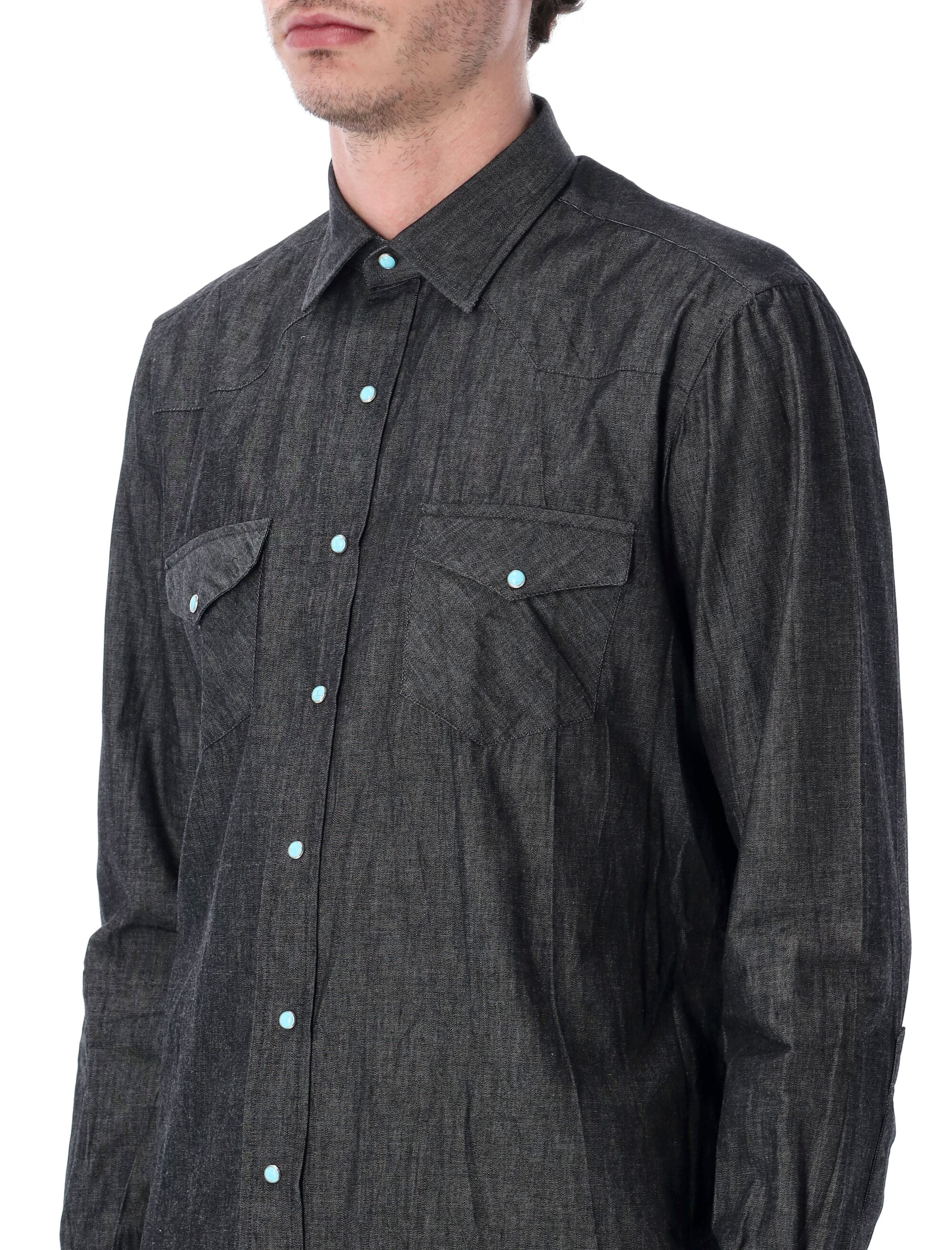Salvatore Piccolo black wash Western shirt Cotton