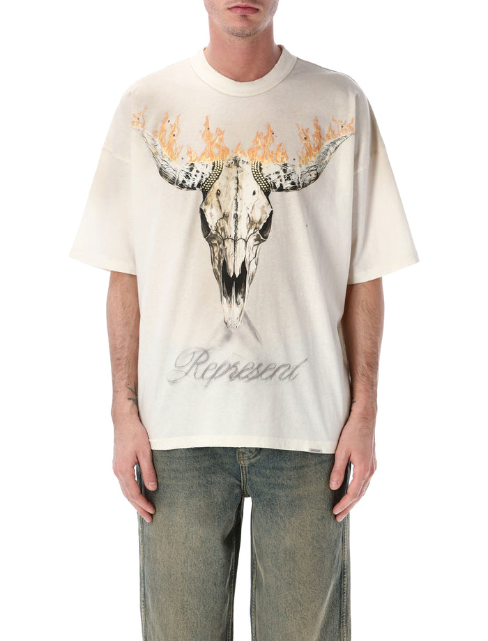 Represent British Cowboys T-Shirt Washed Ecru Cotton