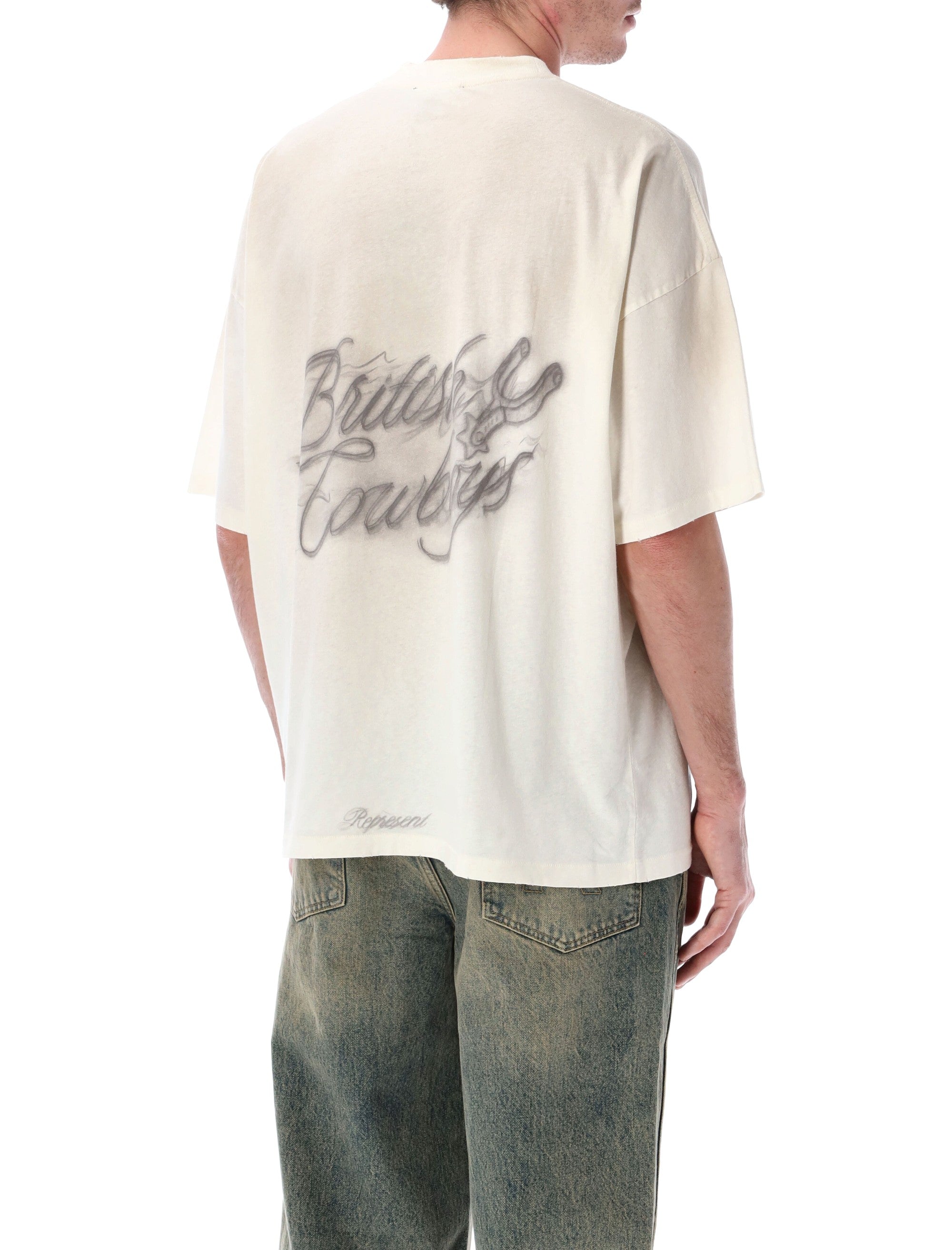 Represent British Cowboys T-Shirt Washed Ecru Cotton